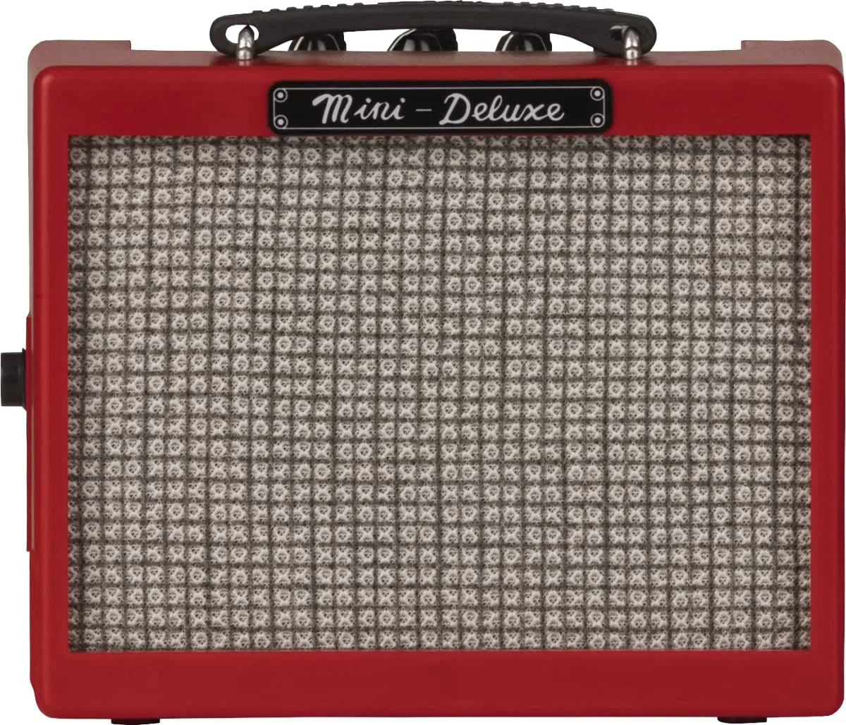 Fender Mini Amplificador de Lujo, Apto para Guitarra eléctrica y bajo, Color Rojo