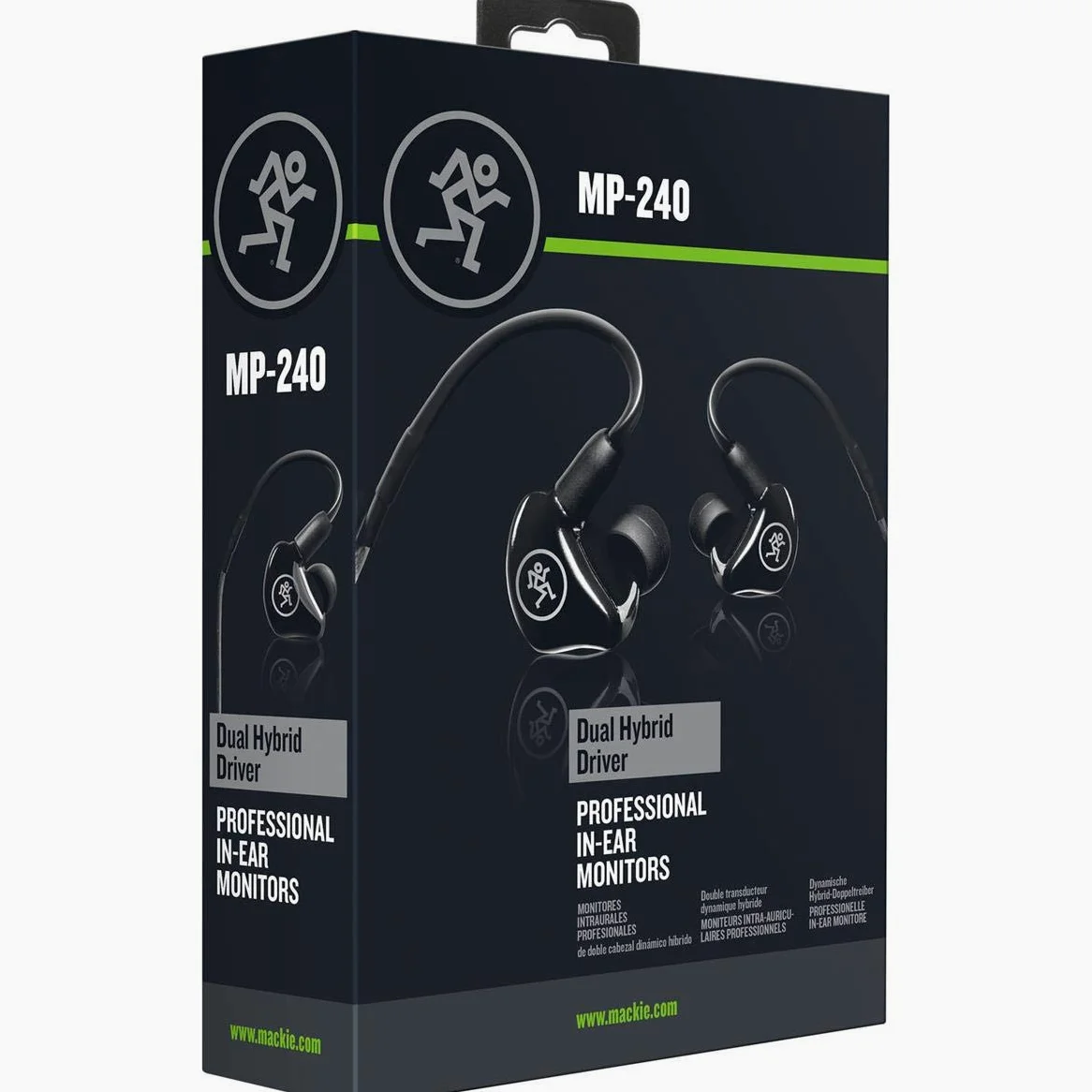 MACKIE MP-240 monitores intraurales (IEM) con aislamiento acústico y conectores MMCX giratorios