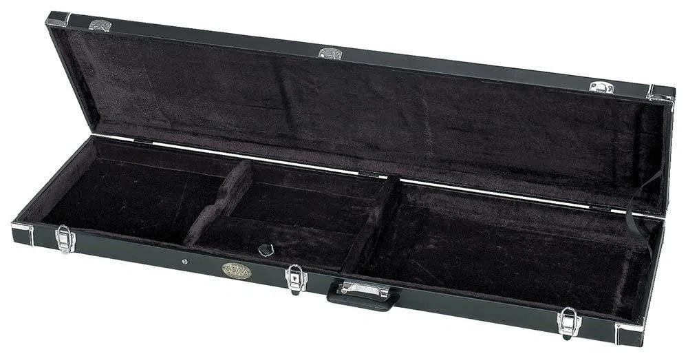 Estuche de guitarra GEWA bajo eléctrico universal Flat Top Economy - Núcleo de madera - tapa plana - revestimiento de cuero sintético negro mate - cerraduras cromadas