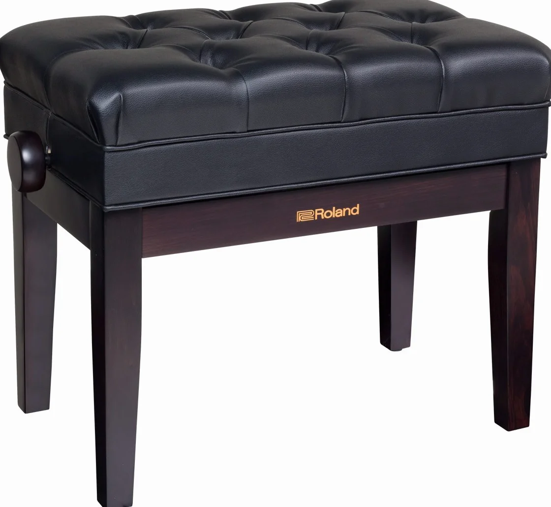 Banco de piano de Roland en negro pulido con asiento de vinilo y compartimento para partituras - RPB-500PE