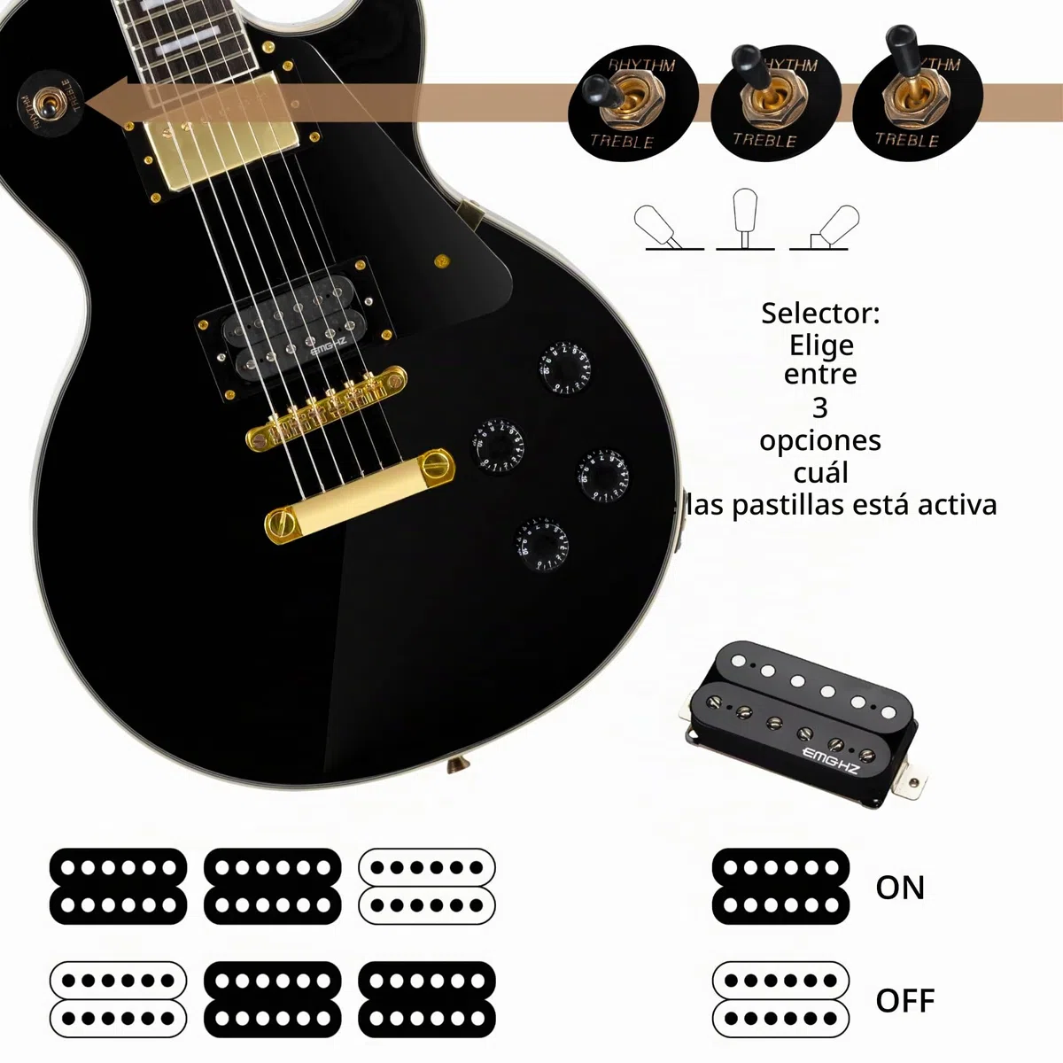 Rocktile Pro L-200BK Deluxe Guitarra Eléctrica Negra