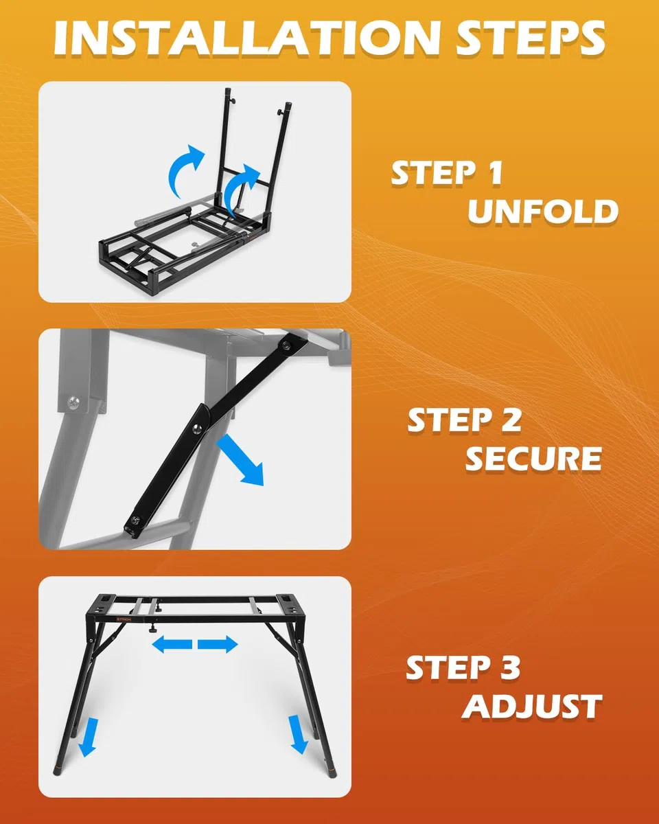STRICH Soporte Plegable para Teclado de Piano, Ajustable y Portátil, Resistente, Se Adapta a Pianos Digitales Eléctricos de 54/61/88 Teclas, Mesa de Teclado Musical Resistente