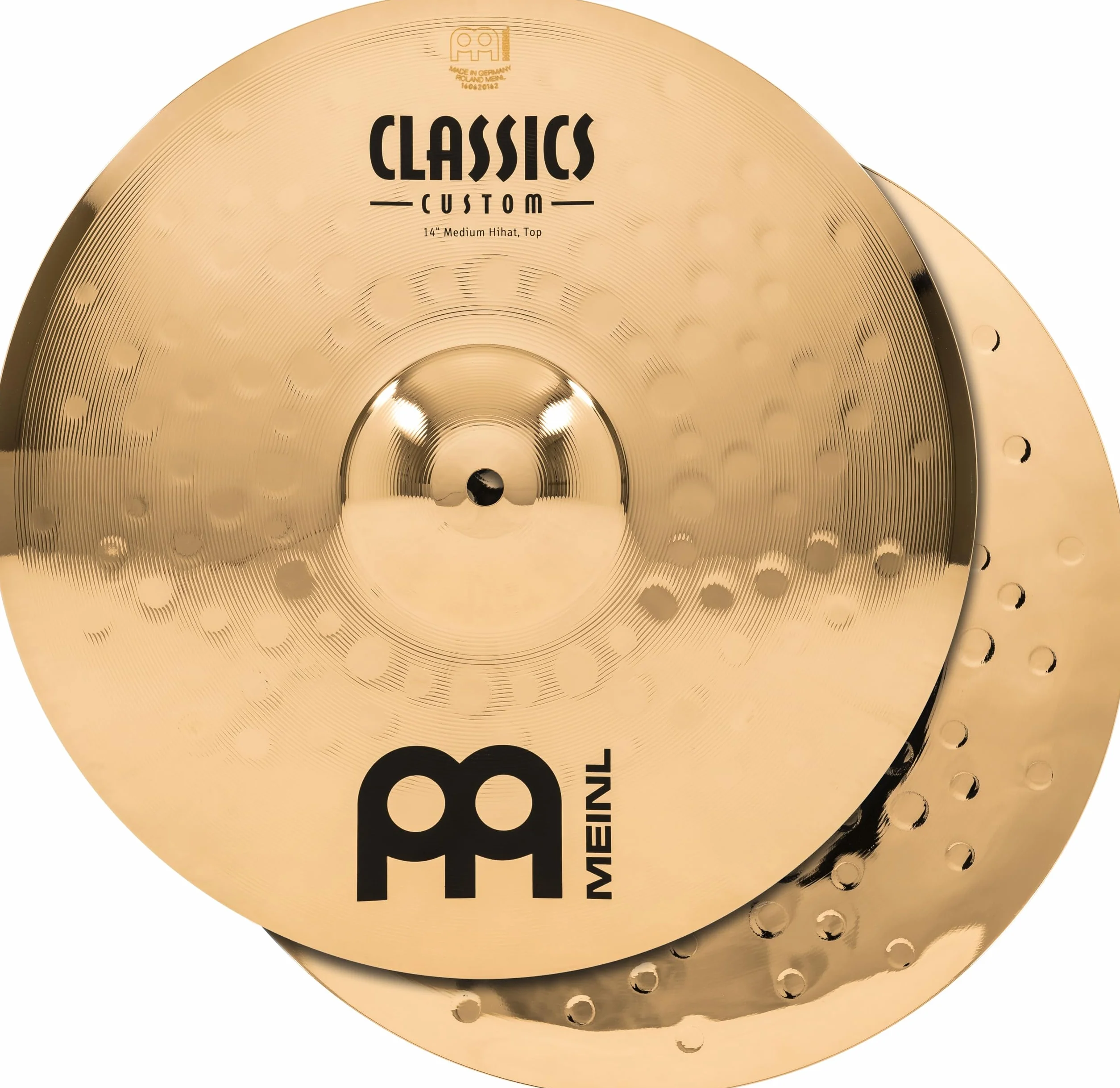 Meinl Cymbals Classics Custom Brilliant Plato Hihat Medium de 14 pulgadas (35,56cm) Platillos de Batería - Pareja - Bronce B12, Acabado Brillante (CC14MH-B)