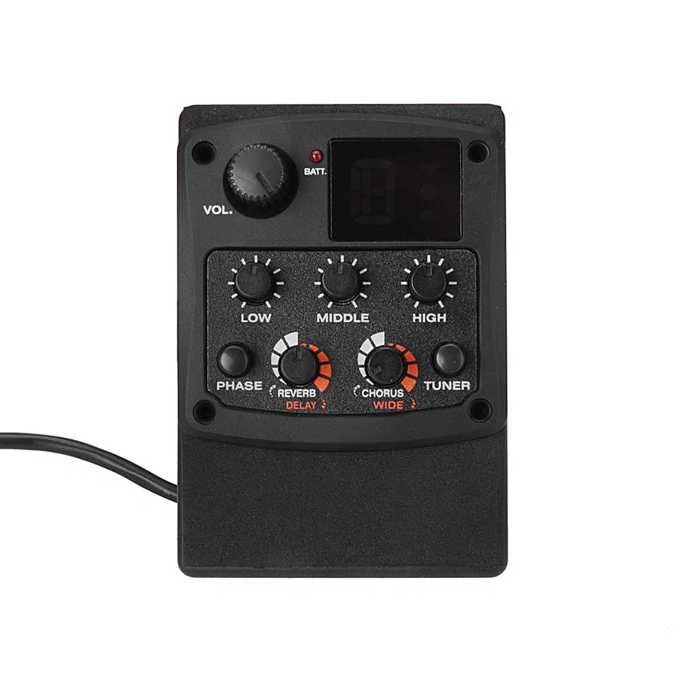 Cherub G-Tone GT-6 - Preamplificador de guitarra acústica, ecualizador piezoeléctrico, ecualizador de 3 bandas, sintonizador LCD con reverb/delay/coro/efectos amplios