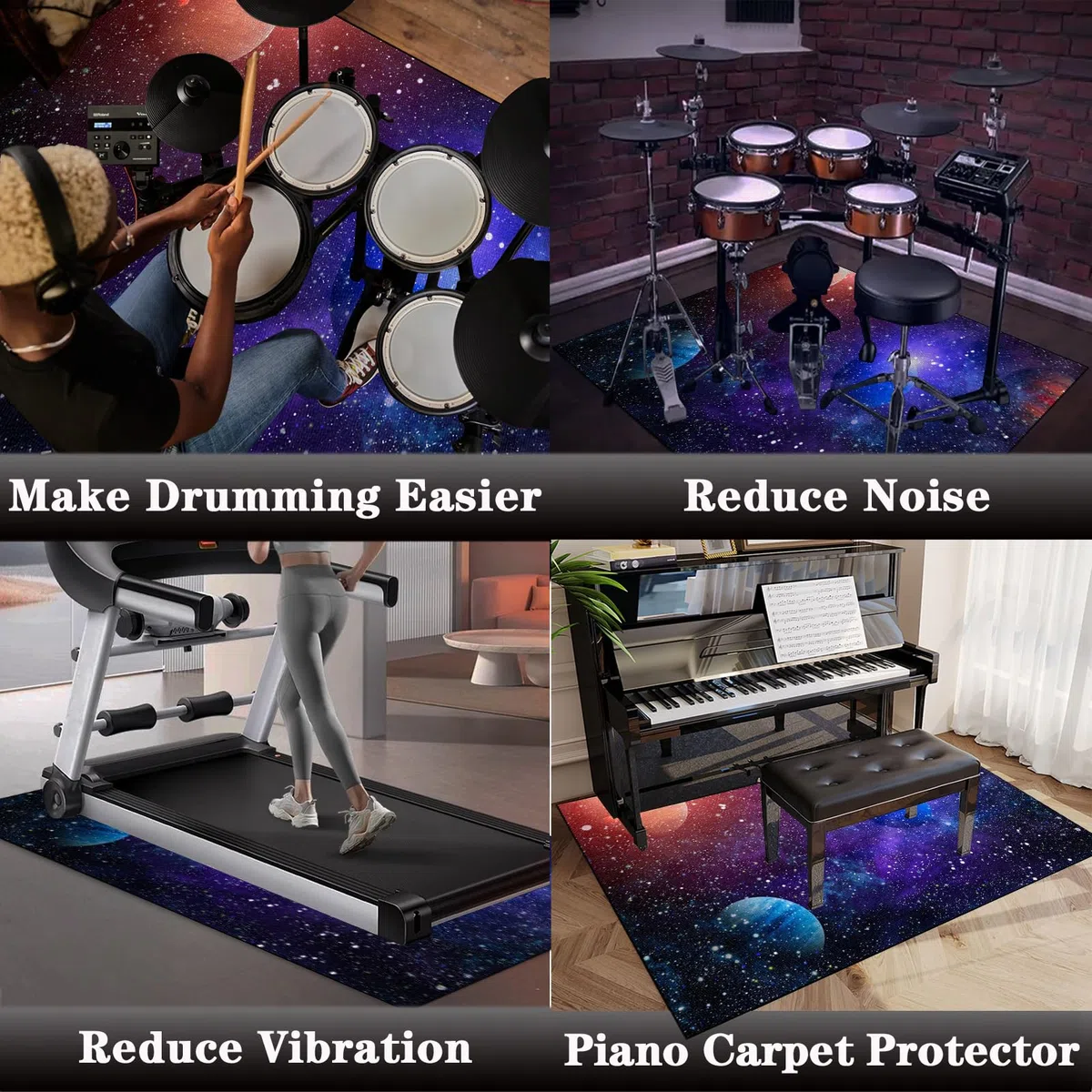 Alfombras Acusticas Alfombra para Bateria Electronica 160 x 150 cm Alfombrillas Insonorizada Antideslizantes para Baterías electrónicas Caja Bombo Baterías acústico Tambor Instrumentos Musicales