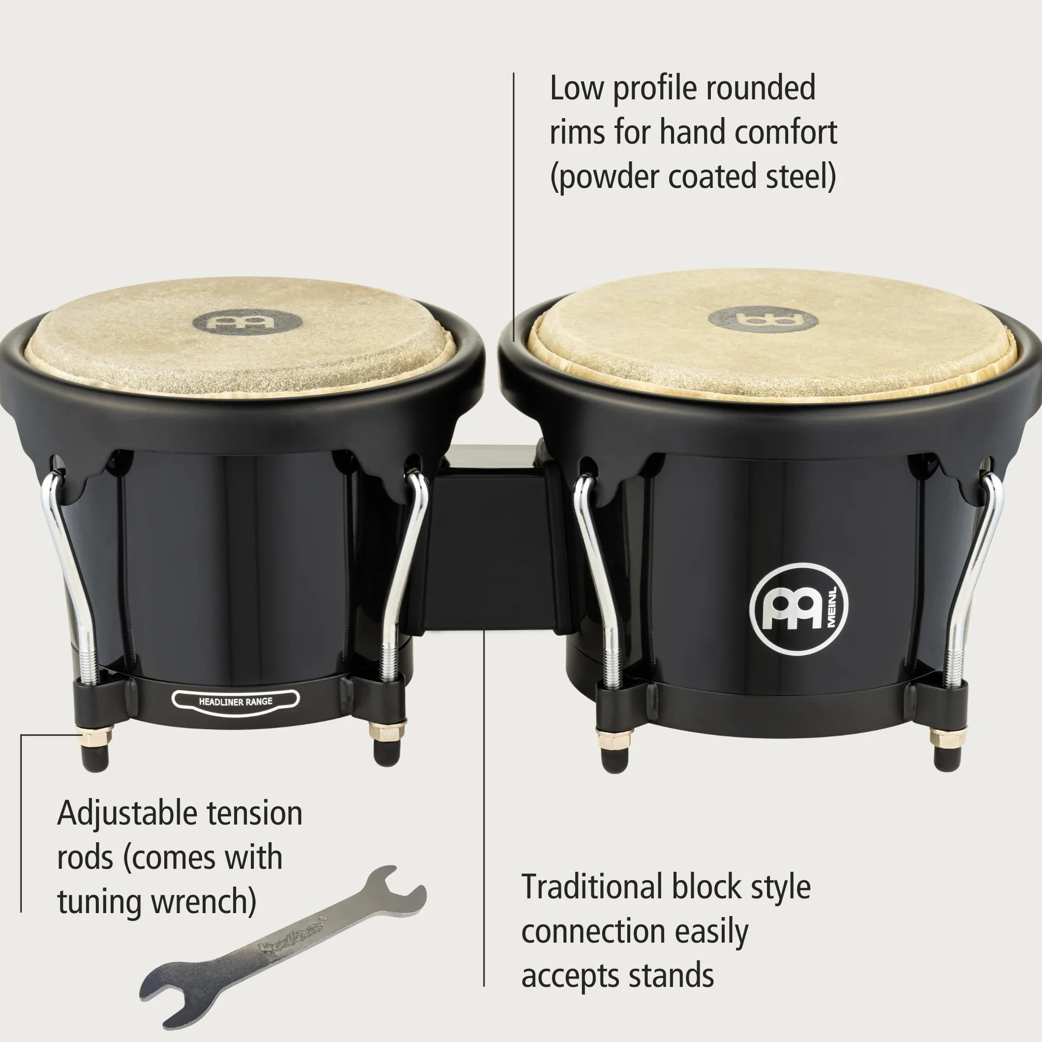 Meinl HB50BK - Bongos, Negro