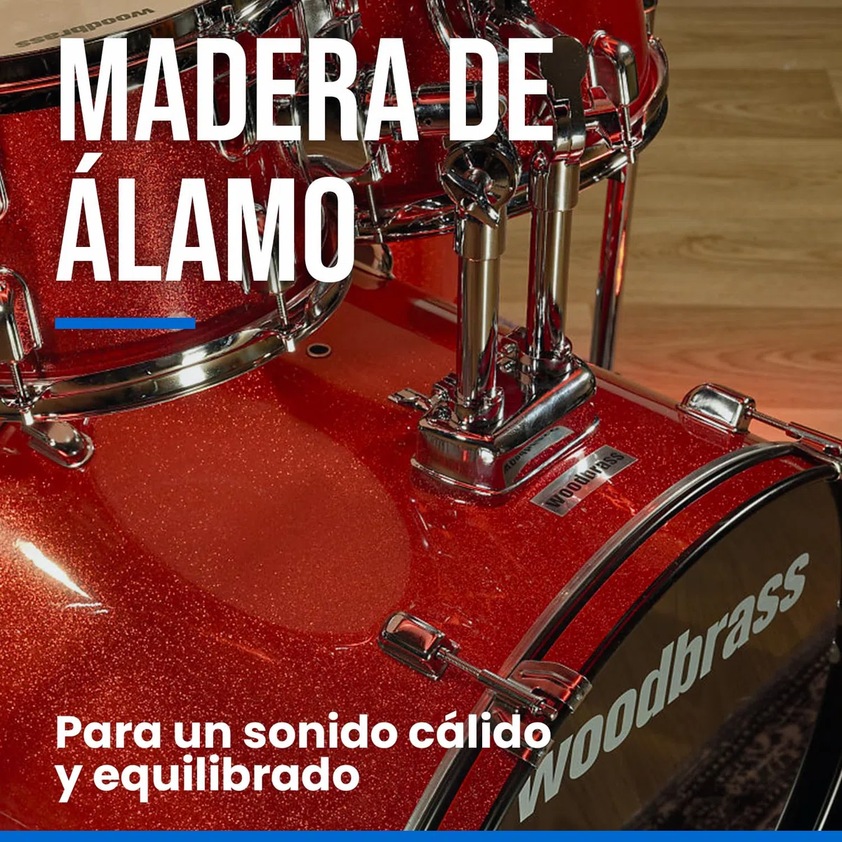 Woodbrass AD100 - Batería para principiantes, lista para usar, accesorios incluidos, kit de batería acústica completa barriles de álamo