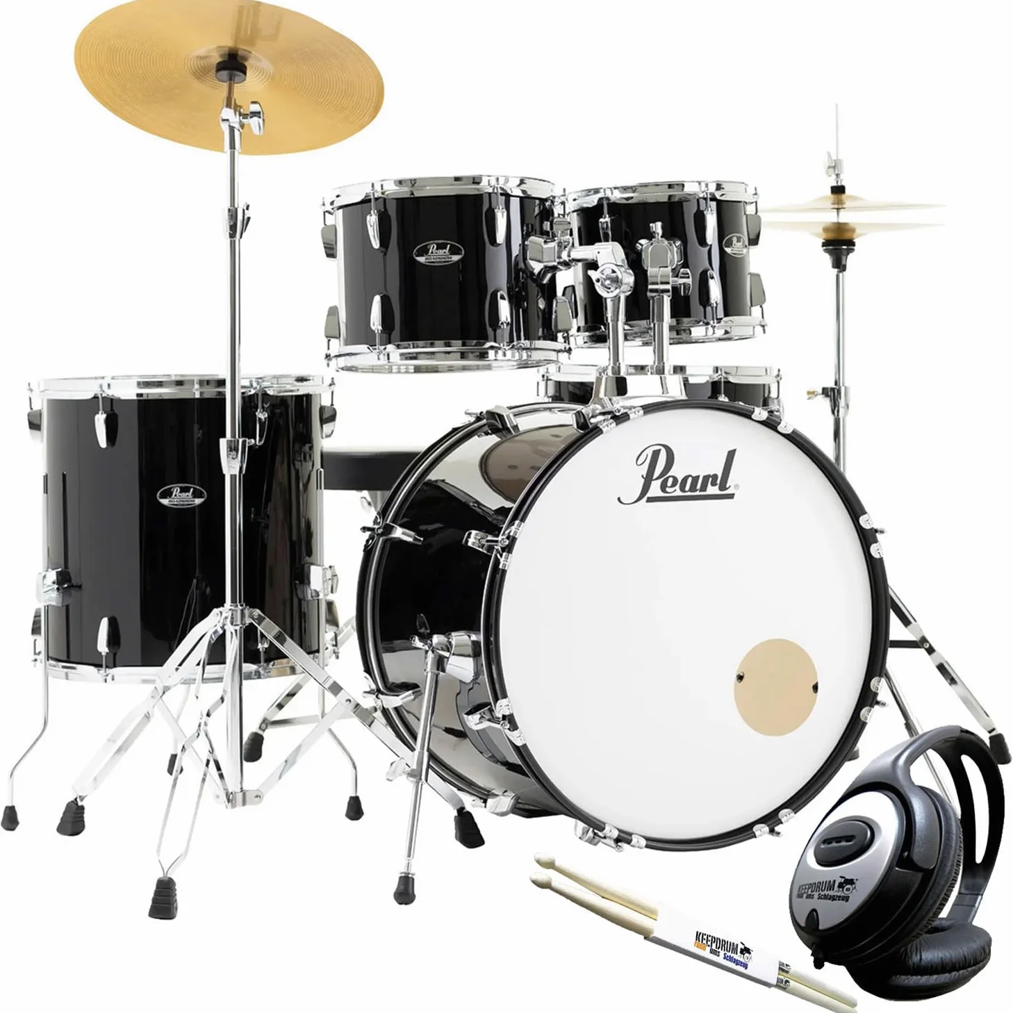 Pearl Roadshow RS525SC/C31 Jet Black - Juego completo de batería (incluye baquetas y auriculares keepdrum)