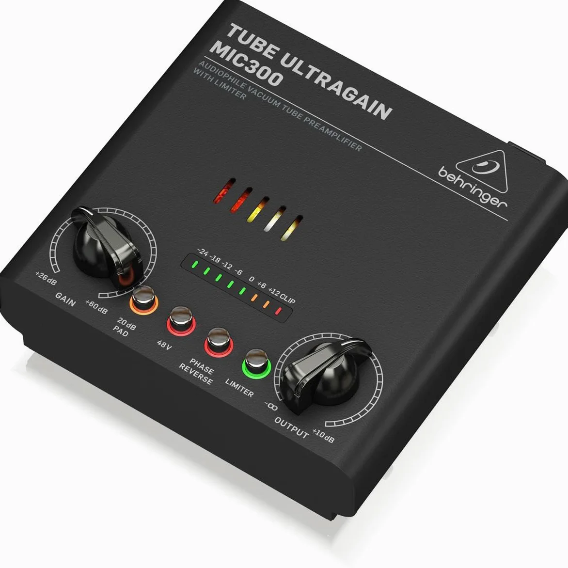 Behringer MIC300 Audiophile Preamplificador de tubo de vacío con limitador