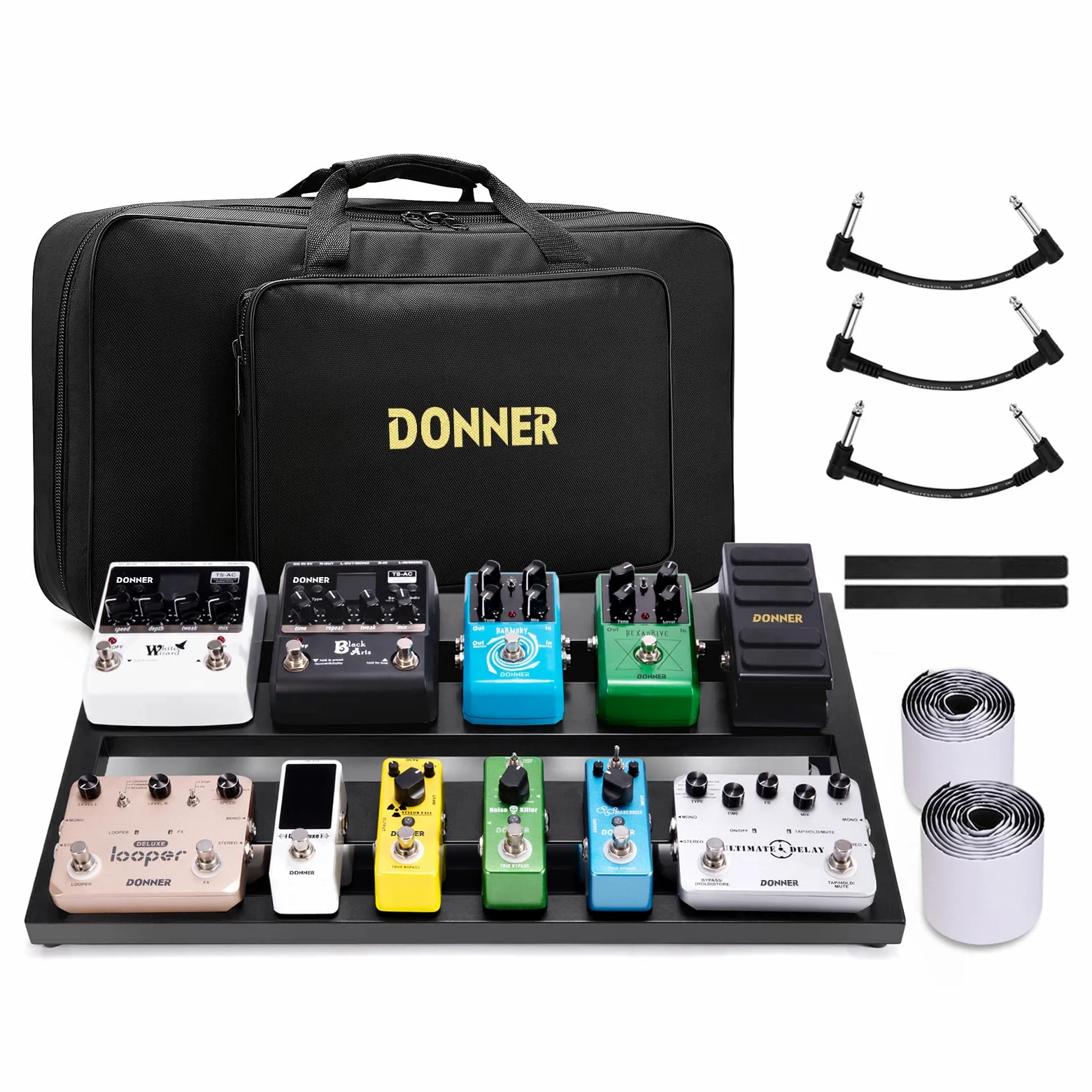 Donner Pedalera de efectos para Guitarra Ligero y Portable con Bolsa de Transporte y Cinta de Gancho y Bucle, Tablero de Pedal de Aleación 500 * 290 * 100mm (DB-3)