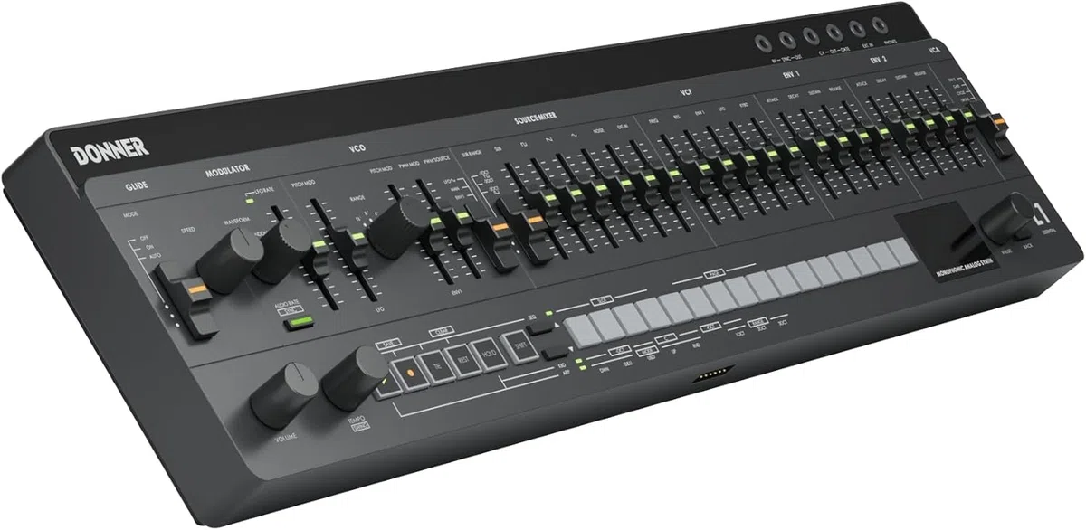 Donner ESSENTIAL L1 Sintetizador con Secuenciador de 64 Pasos, Sistema Modular Magnético S2C, Sintetizador Portátil con CV/GATE/SYNC I/O