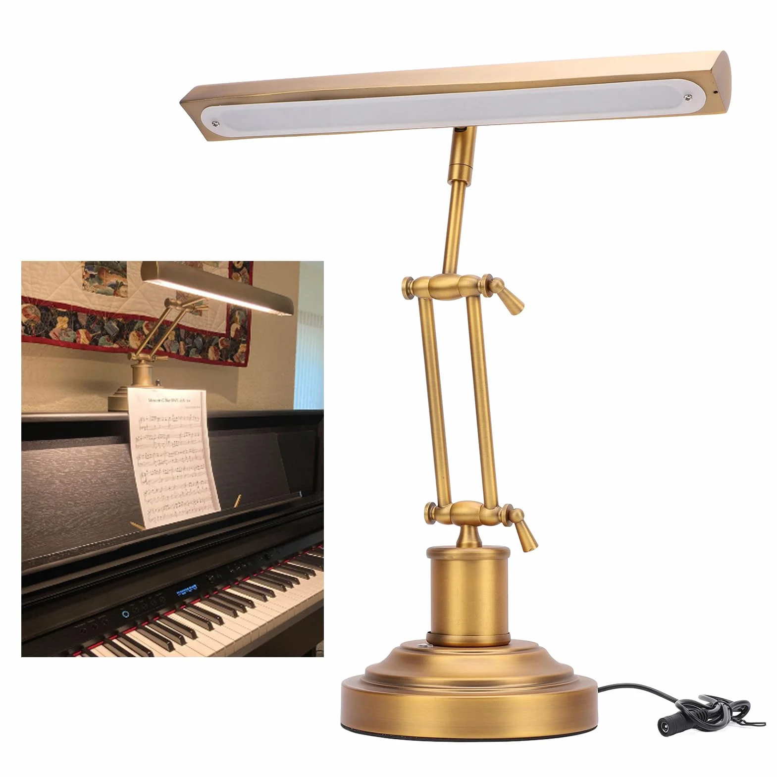 Akozon Lámpara de Piano Control Táctil 3000K a 6000K Ajuste de Brillo Continuo Apto para los Ojos 85 CRI Luz de Atril para Leer Tocar el Piano Luz Nocturna Color del (Enchufe de la UE)