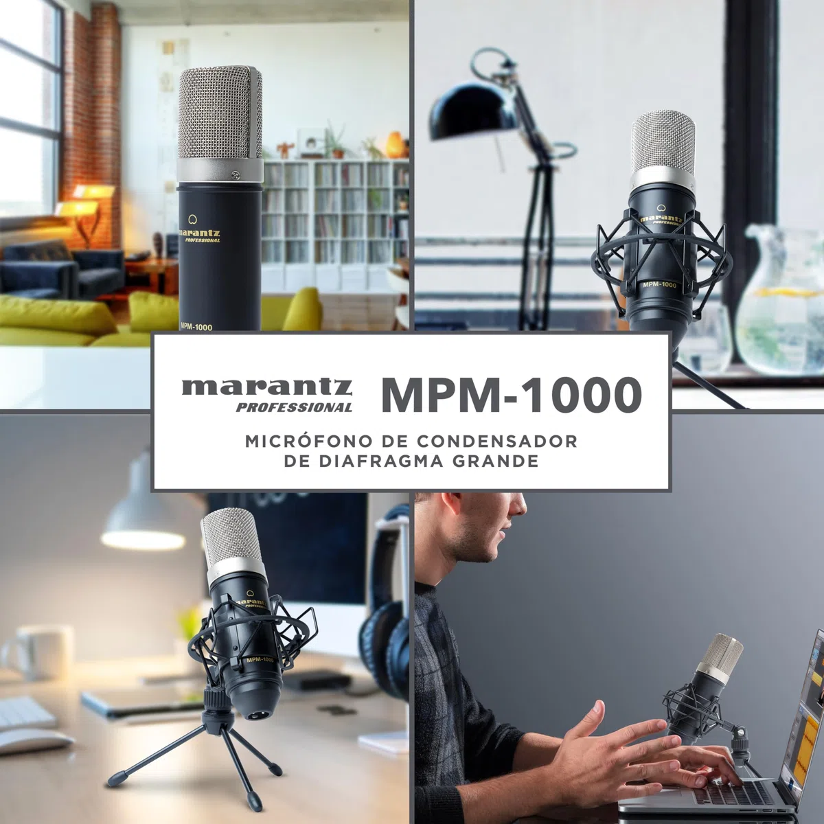 Marantz Professional MPM-1000 - Мicrófono de Condensador con Soporte de Escritorio y Cable XLR, para grabaciones de Estudio, Podcast, Streaming y más