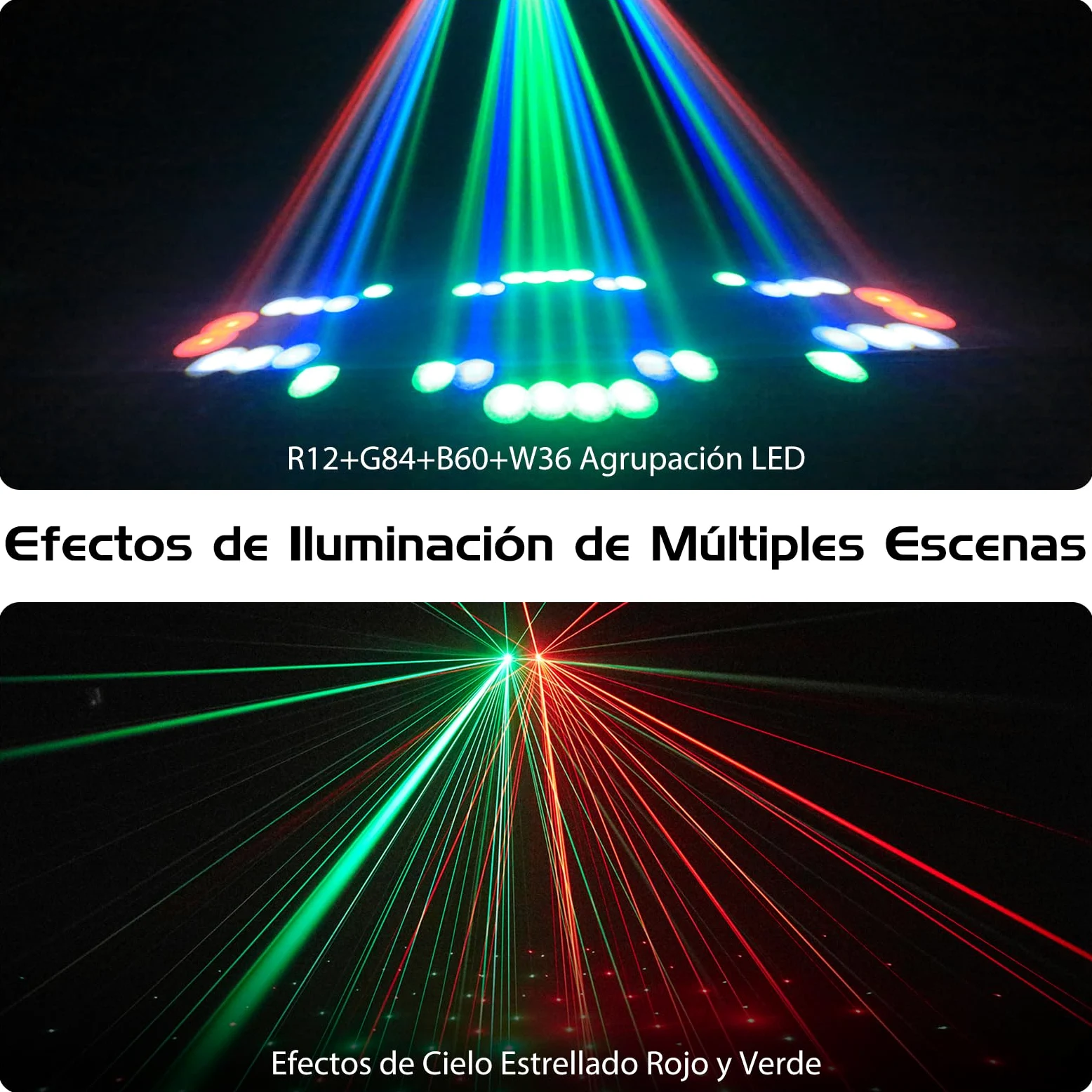 192 LED Luz Escénica de Fiesta,Luces de Disco con Efectos de Lámpara,Control Automático/Activación por Sonido/DMX/Luz Flash DJ con 23 Efectos de Lámpara,para Discoteca,Fiesta,Club