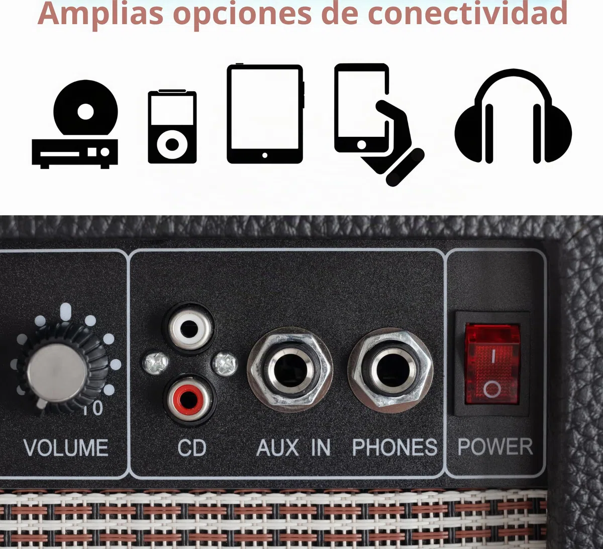 Amplificador Mini Combo Rocktile Scream 15 (15 Vatios, 2 Canales, Portátil, Entrada AUX para MP3/CD, Ecualizador De 3 Bandas, Salida para Auriculares)