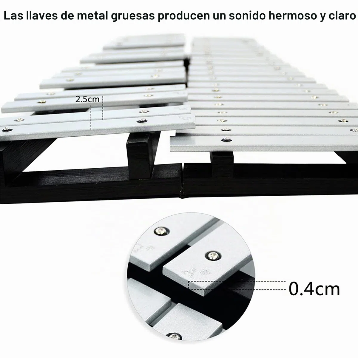 OUUTMEE metalofono Carillón de aluminio, 30 notas, xilófono, barras con 2 baquetas, soporte con maletín de almacenamiento