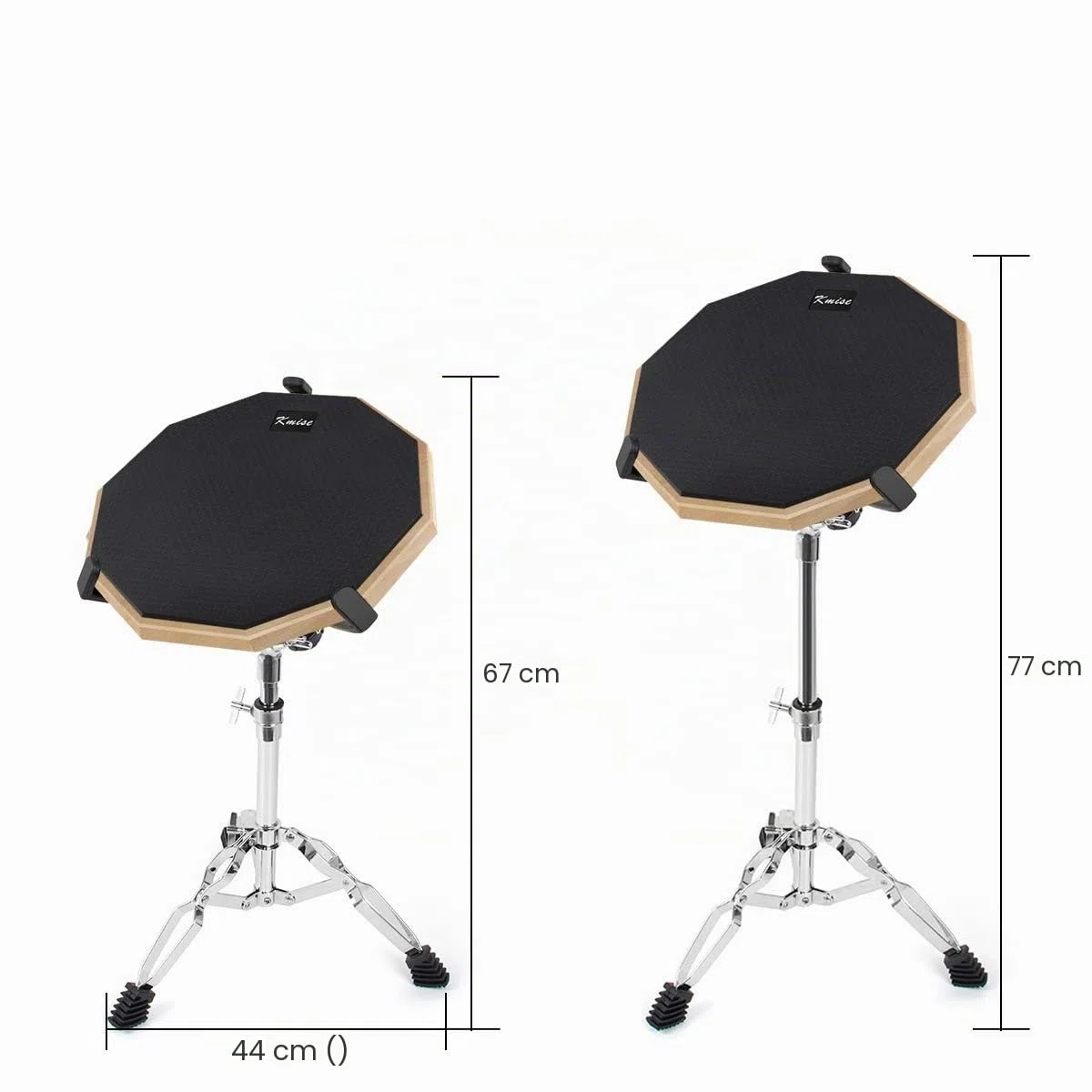 Kmise - Kit de entrenamiento de batería con soporte de caja y palillos (30,5 cm, silencio de doble cara, con soporte y palillos