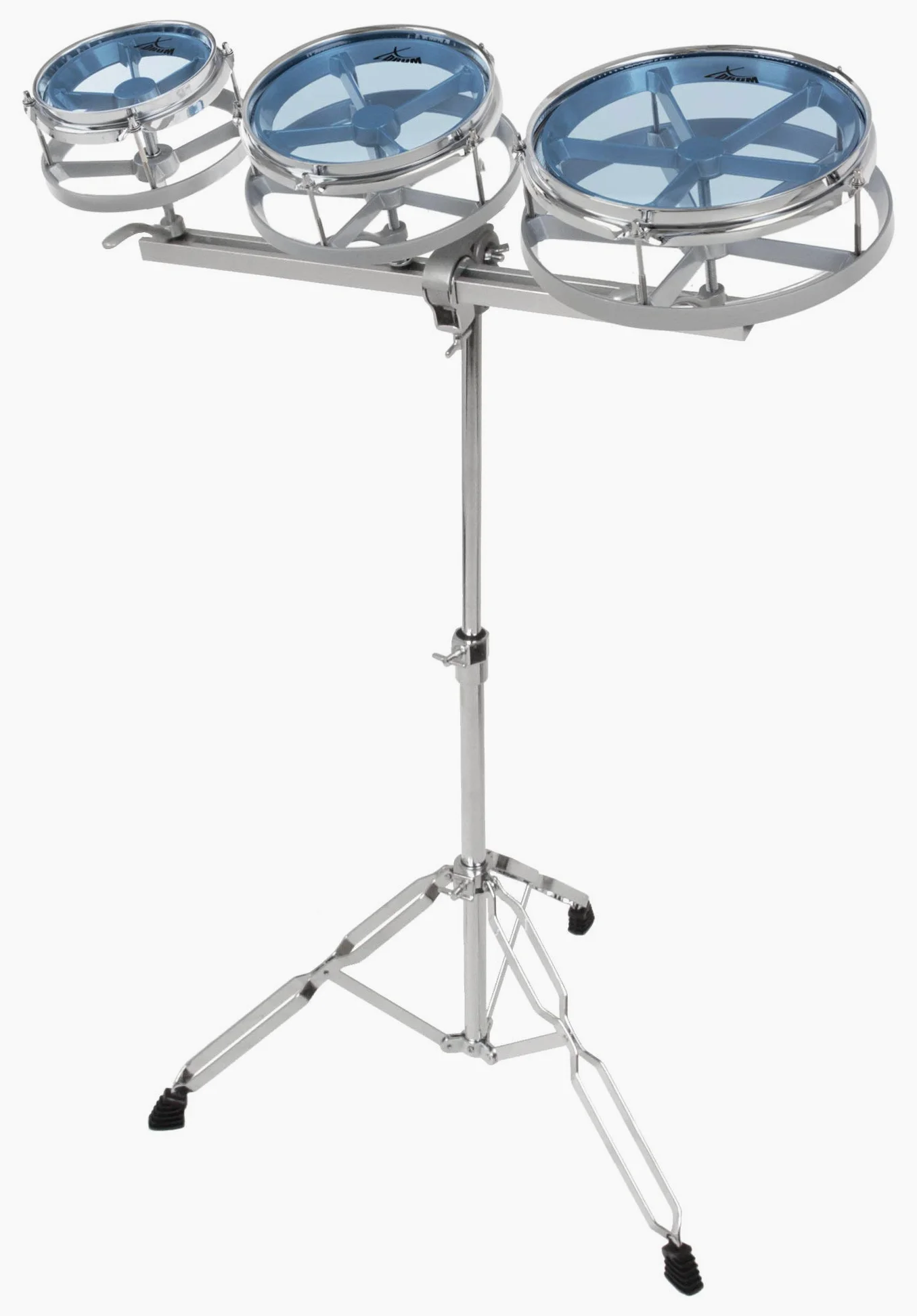 XDrum Rototoms - Tambores de percusión de 6", 8", 10" para batería - Hardware doble soporte y soporte ajustable - Plata