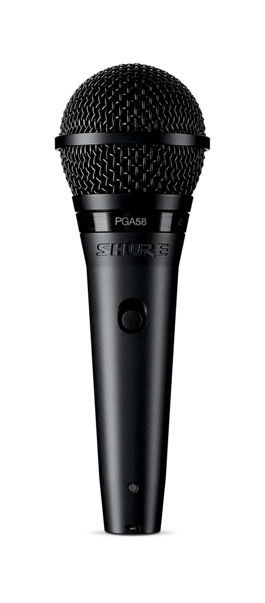 Shure PGA58- Micrófono de Mano dinámico para Voces con patrón de captación cardioide, Interruptor de Encendido/Apagado Discreto, Adaptador de Soporte y Bolsa con Cremallera (PGA58-LC)