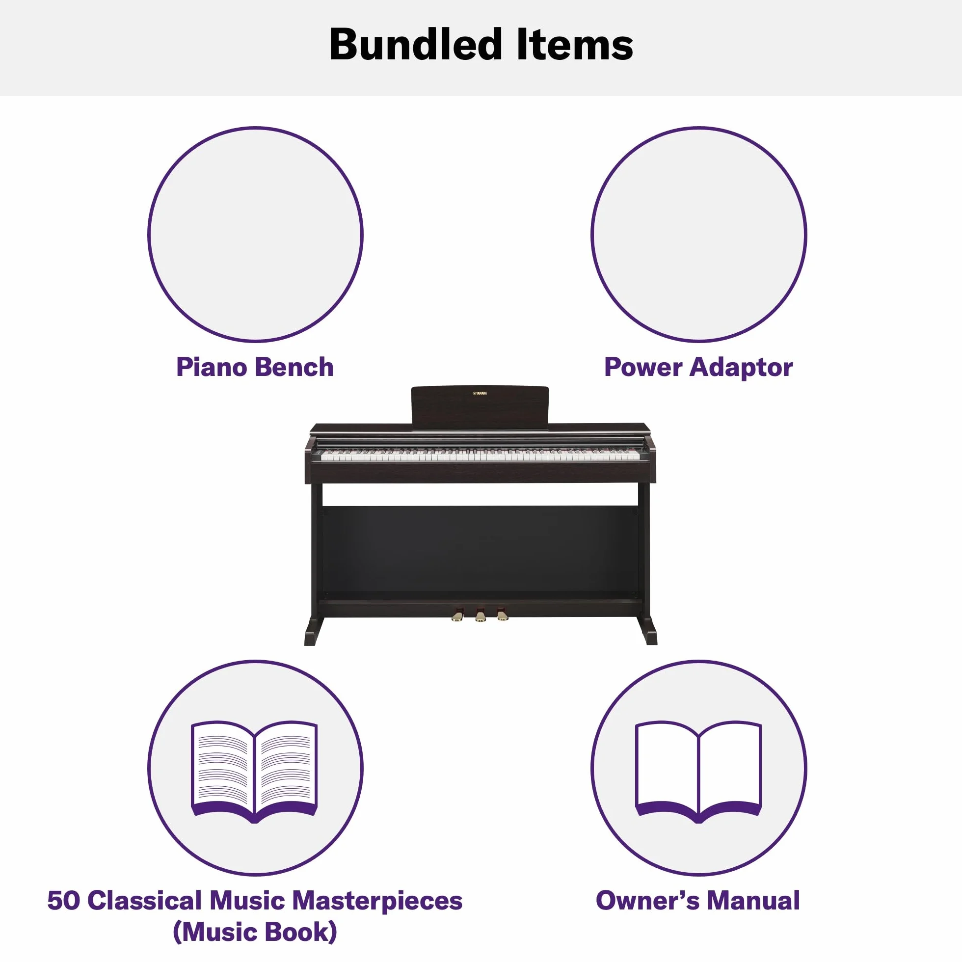 Yamaha ARIUS YDP-145 - Piano Digital, Piano clásico y elegante para principiantes y aficionados, para cualquier rincón de la casa, Palisandro