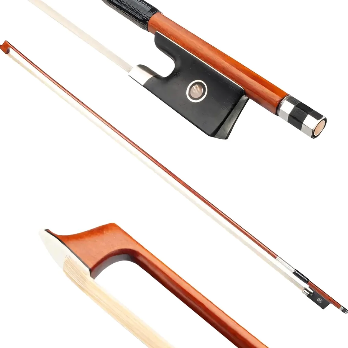 Profesional 4/arco de 4 de ébano violín Arbor crin de caballo blanco violín arco