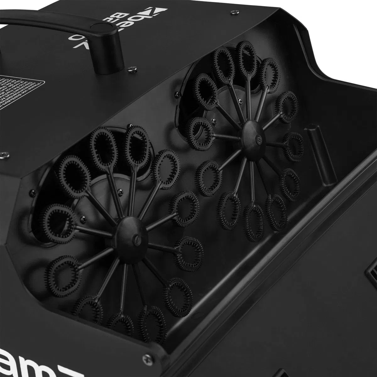 Beamz B2500 Maquina de burbujas Doble Pompero con mando a distancia para burbujas de jabón grandes (2 ruedas de burbujas, 2 potentes sopladores, funcionamiento a la red eléctrica) Bubble machine