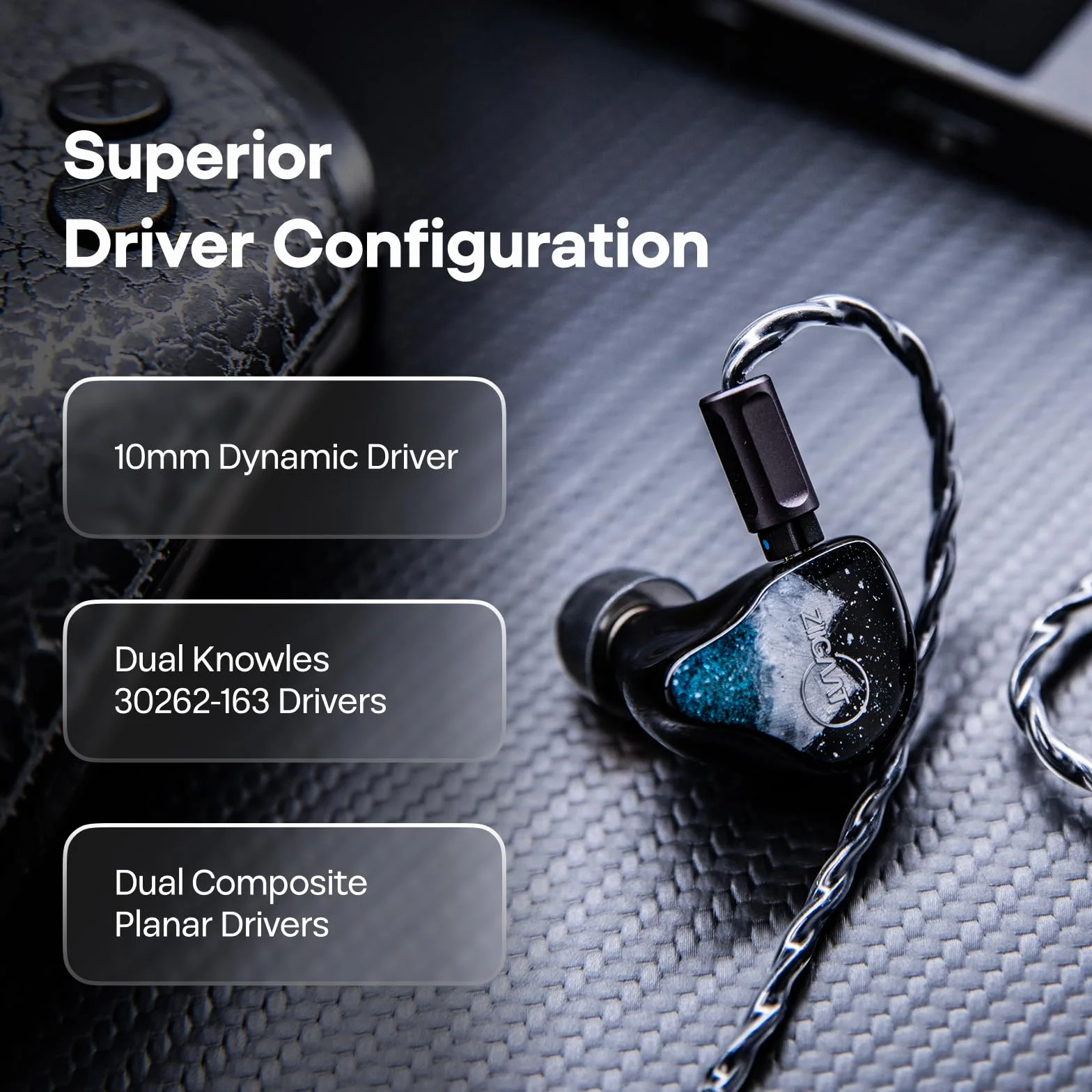 Linsoul ZiiGaat Horizon In Ear Monitor,Auriculares con Cable HiFi 1DD+2BA+2Planar,IEM de Estudio,Sintonización Natural Equilibrada con Extensión de Agudos Suave como Mantequilla para Músicos Audiófilo
