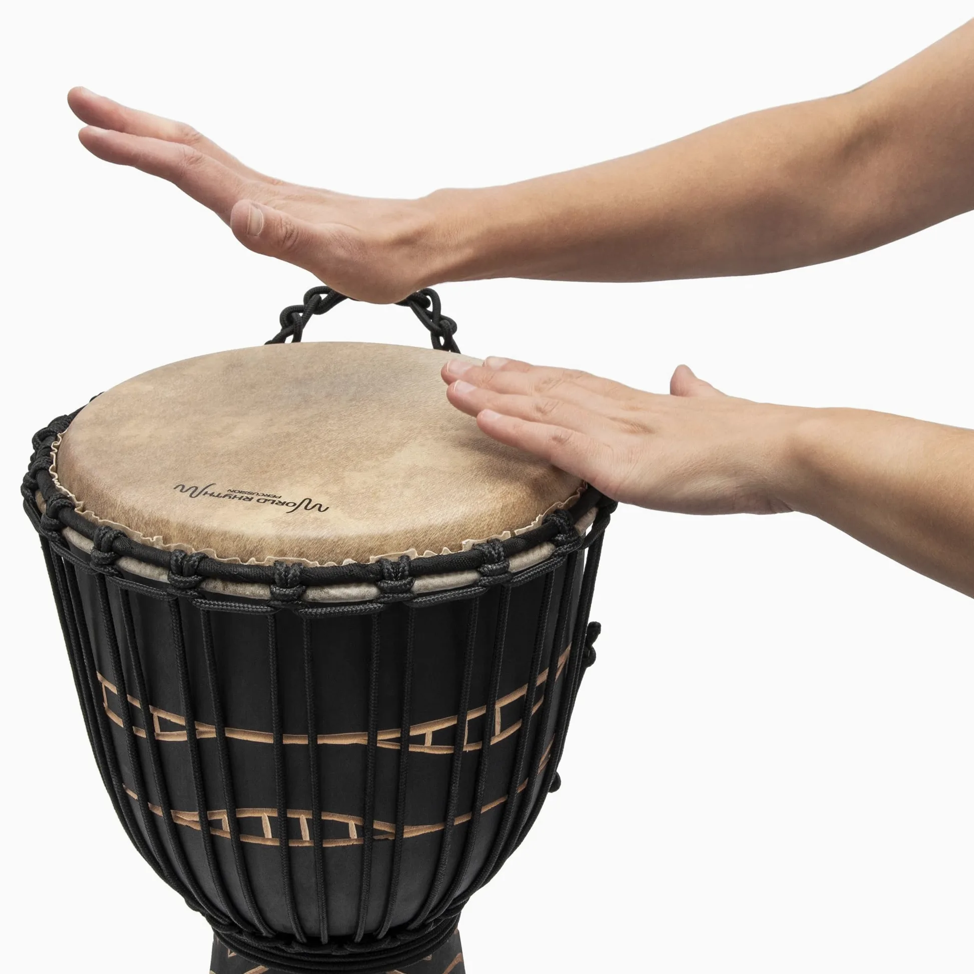 MDJ028 Tambor djembé de 9” (23cm) - Tambor de mano africano de madera de caoba - Swirl Black | MDJ028 - Djembé tallado a mano en caoba, estilo africano de 9", ideal para la escuela, actuaciones y percusión