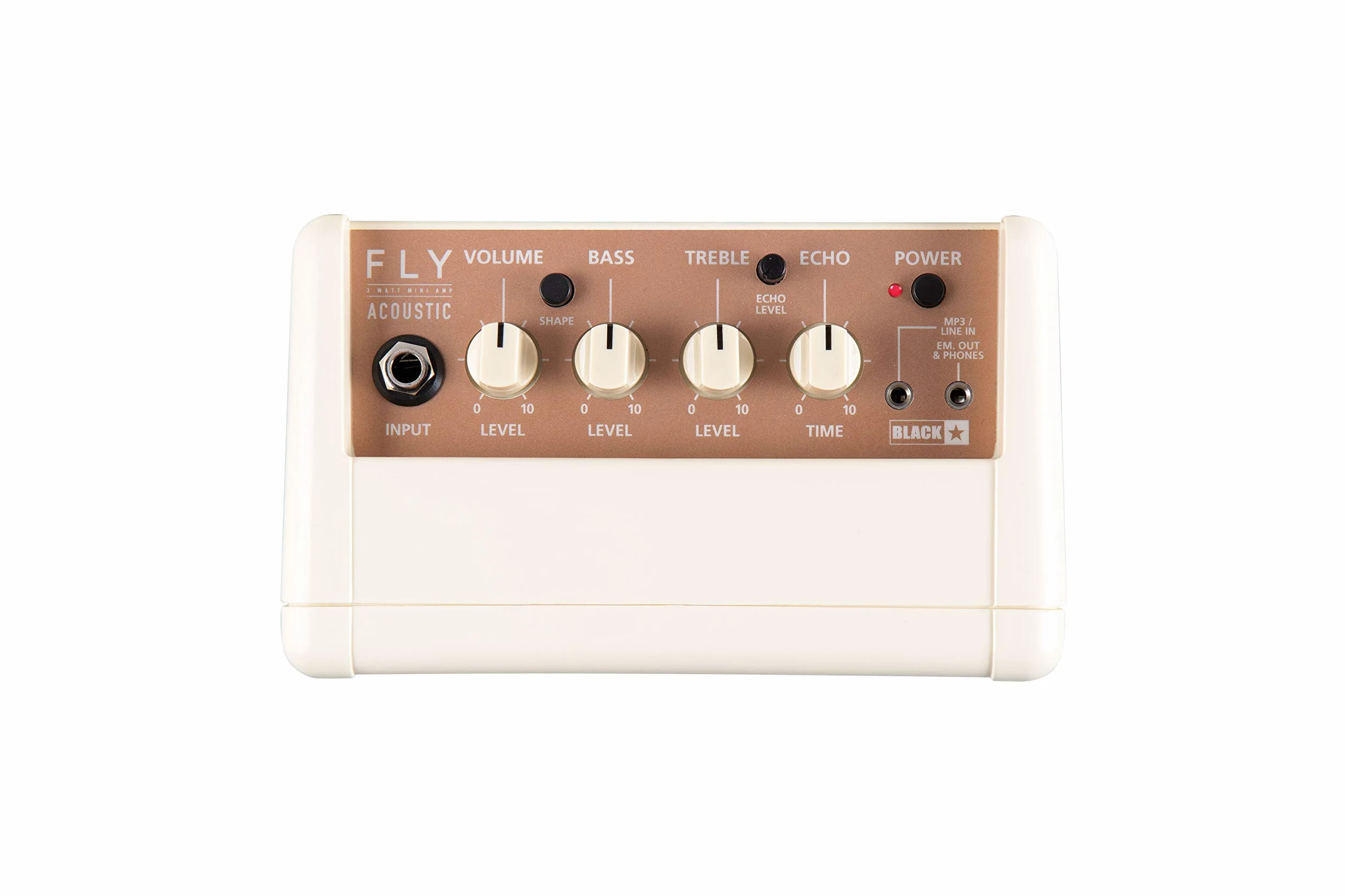 Blackstar Fly 3 Acoustic Mini amplificador de guitarra acústica a pilas de 3 vatios con eco incorporado Entrada de línea MP3 y salida de línea para auriculares