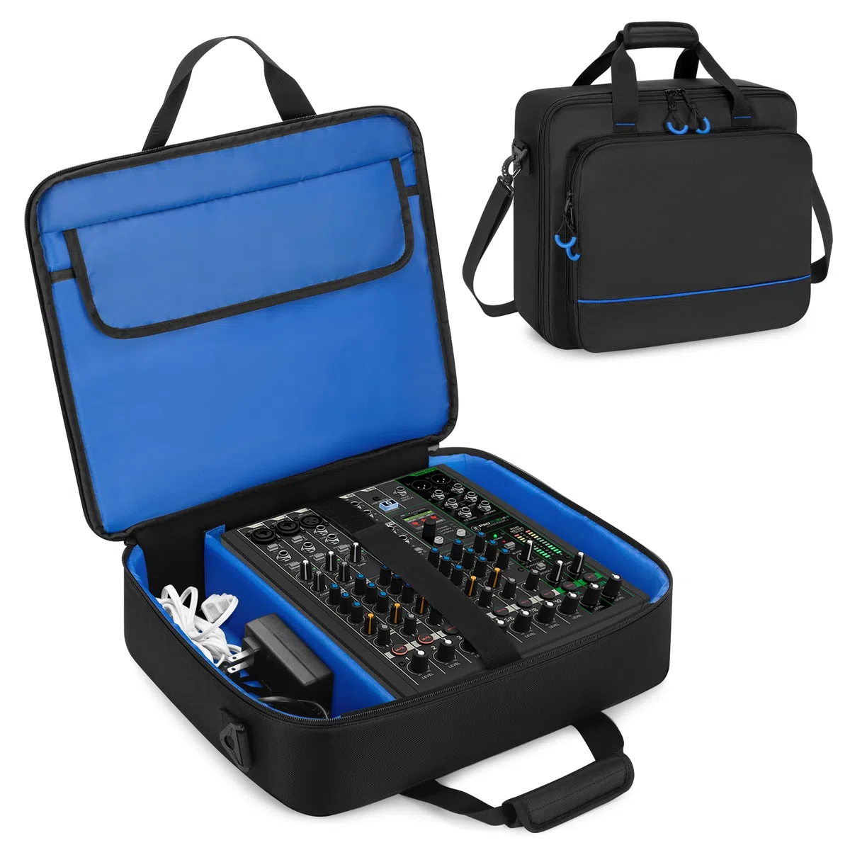 PGmoon Bolsa de Viaje para Mezclador Compatible con Mackie ProFX12v3/ProFX10v3. Estuche de Transporte para Mezclador de Audio con Múltiples Bolsillos para Micrófonos, Cables (Diseño Patentado)