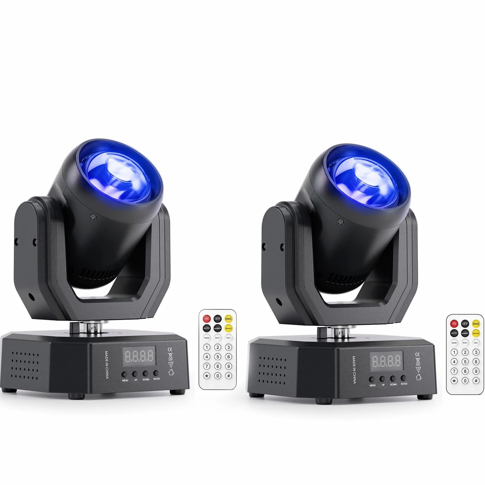 2PCS Cabeza Móvil LED 30W Mini Beam luz Iluminación de Escenario con Control Remoto 5 modos Lámpara de haz Estroboscópico DMX512 para Fiesta Cumpleaños Bar Discoteca
