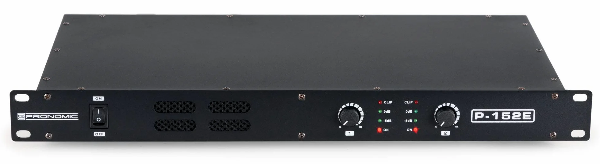 Pronomic P-152E MKII Etapa de Potencia - Etapa de Potencia de 2 Canales - Potencia RMS/4 Ohm: 2x 150 Vatios - Especialmente adecuada para uso como monitor o en estudio/HiFi - 1HE - Negro