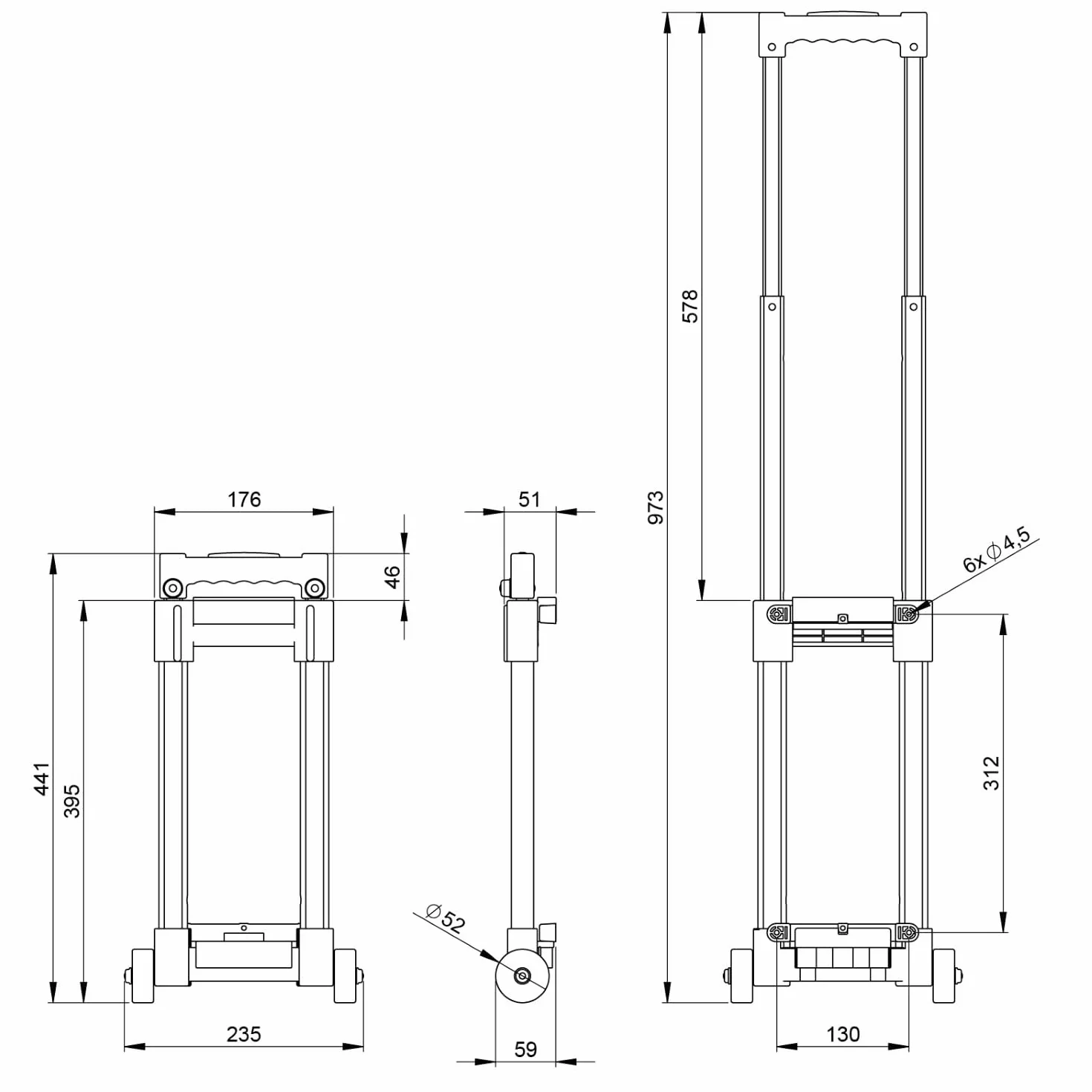 Adam Hall Hardware 3472 - Trolley extraíble 1 Extensión longitud 420 - 960 mm