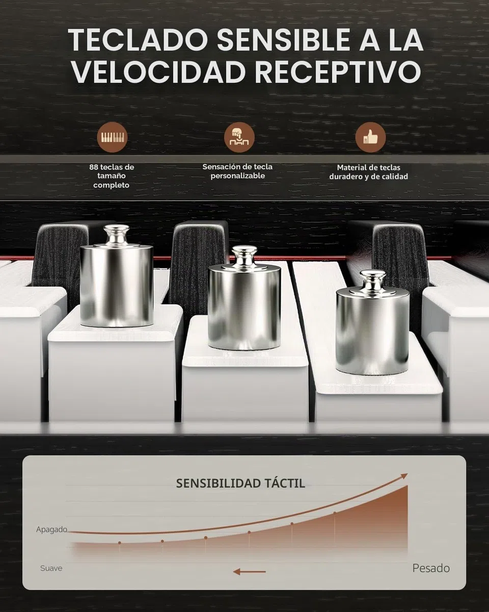 Eastar EUP-80 Piano Digital 88 Teclado Sensible a la Velocidad, Teclado de Piano Eléctrico de Tamaño Completo para Principiantes, Teclado Vertical Piano Paquete Soporte de Música, Pedal y Auriculares