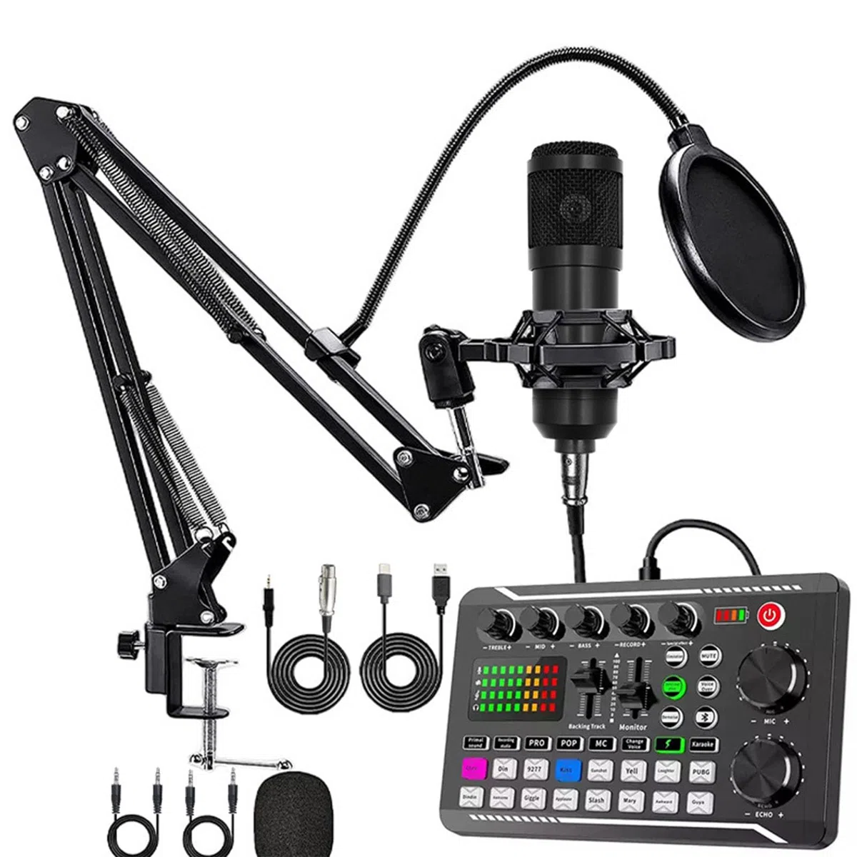 Tarjeta De Sonido En Vivo Con Efectos De Mezclador De Dj Y Cambiador De Voz, Mezclador De Audio Con Tarjeta De Sonido En Vivo F998, Tarjeta De Sonido Con Cambiador De Voz Con Luz Led (C)
