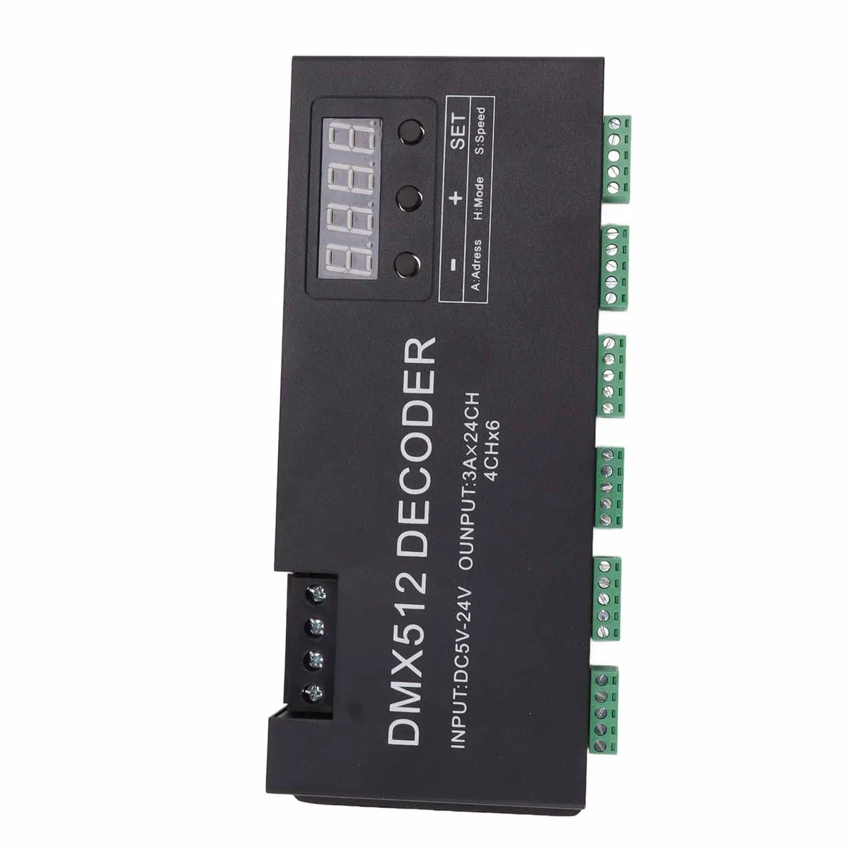 FTVOGUE Controlador de Luz LED RGB, Decodificador DMX de 24 Canales Controlador de Atenuación RGBW DMX512 Controlador LED para Barra de Escenario DC5V 24V, Equipo de Grabación de Estudio
