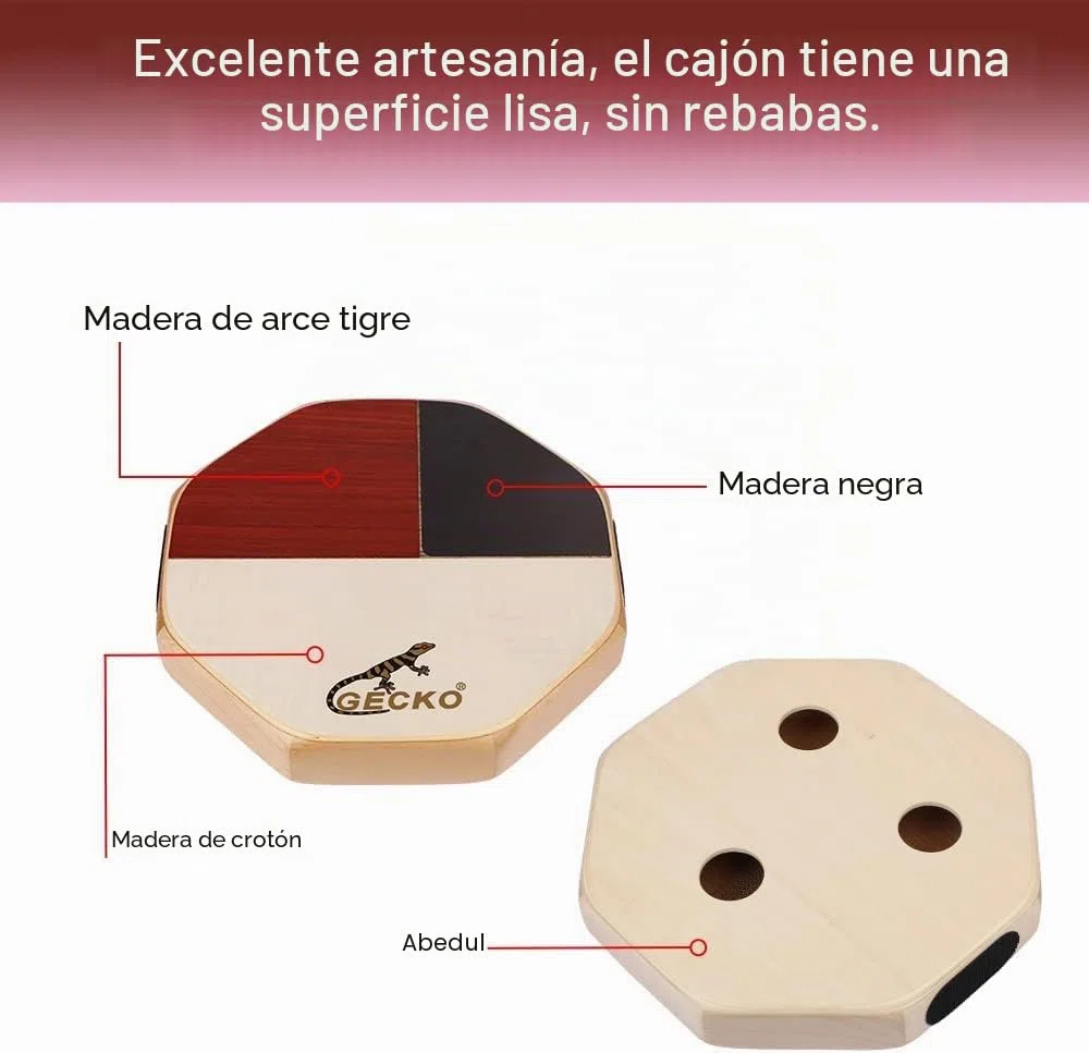 Cajón Instrumento Musical de Percusión Profesional, Caja Flamenca de Madera con Sonido Natural y Equilibrado, Ideal para Principiantes y Músicos Avanzados, Uso en Presentaciones, Grabación y Práctica
