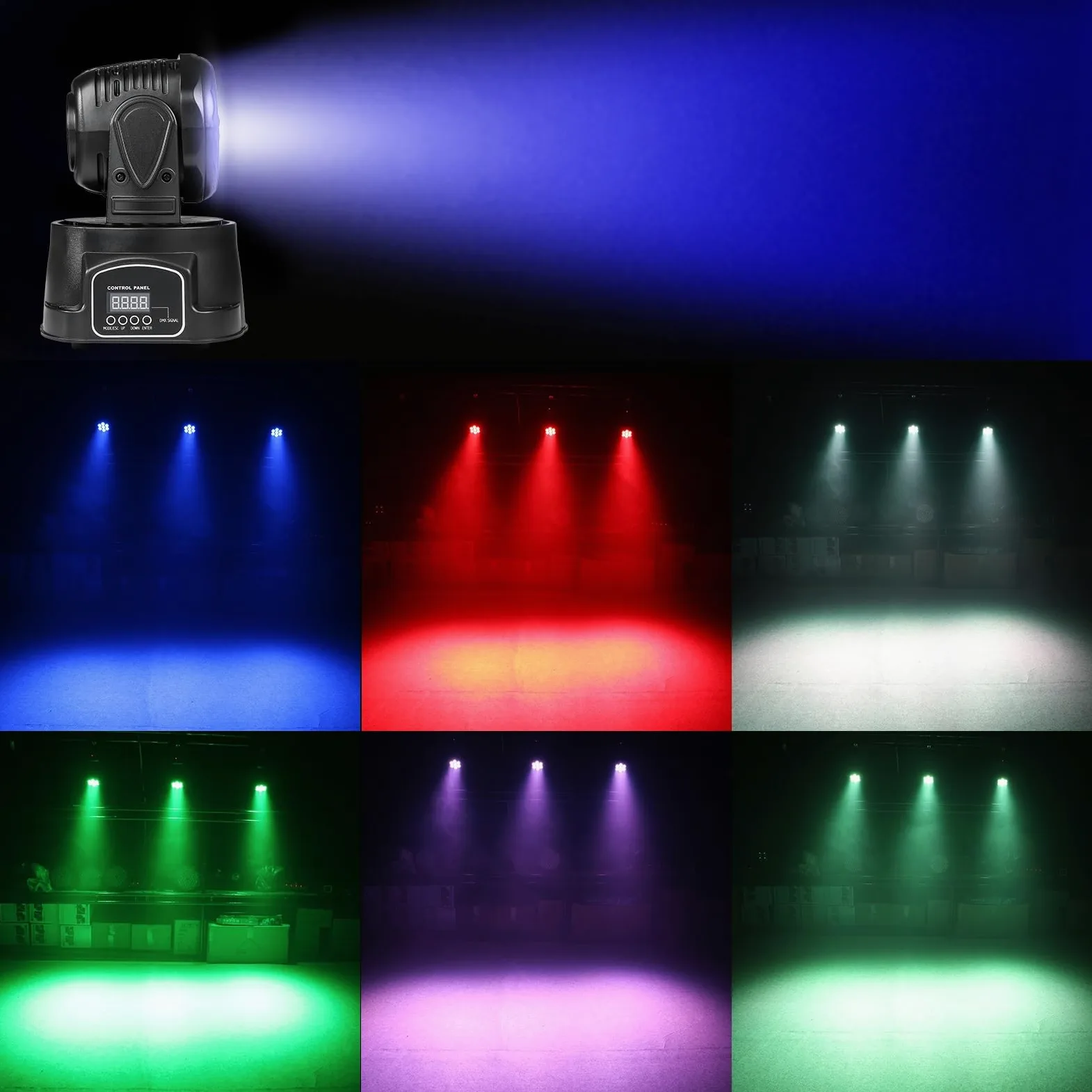 ZKYMZL Moving Head Light 7 x 12 W LED RGBW (4 en 1) Color Lighting Effect 9/14 CH by DMX Control para DJ Show Bar Party Wedding Disco KTV...