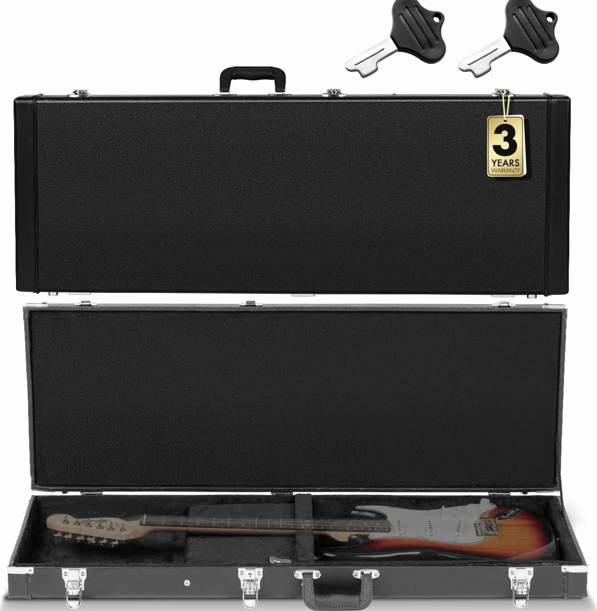 CAHAYA Funda rígida para Guitarra eléctrica, portátil, Cuadrada, para Guitarras eléctricas estándar, Color Negro