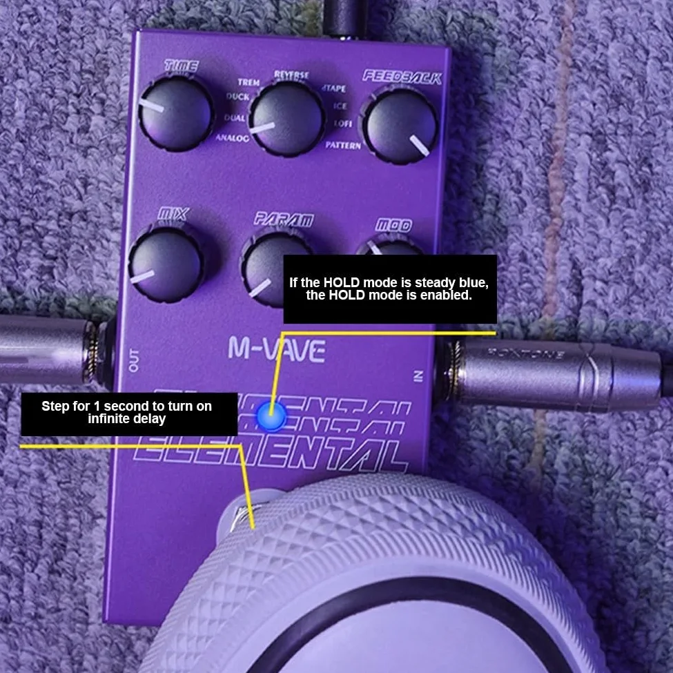 Pedal de efectos de bajo de guitarra de retardo y reverberación, pedal de retardo digital, pedal elemental para M-vave 9 diferentes efectos de guitarra Supporr para TAP