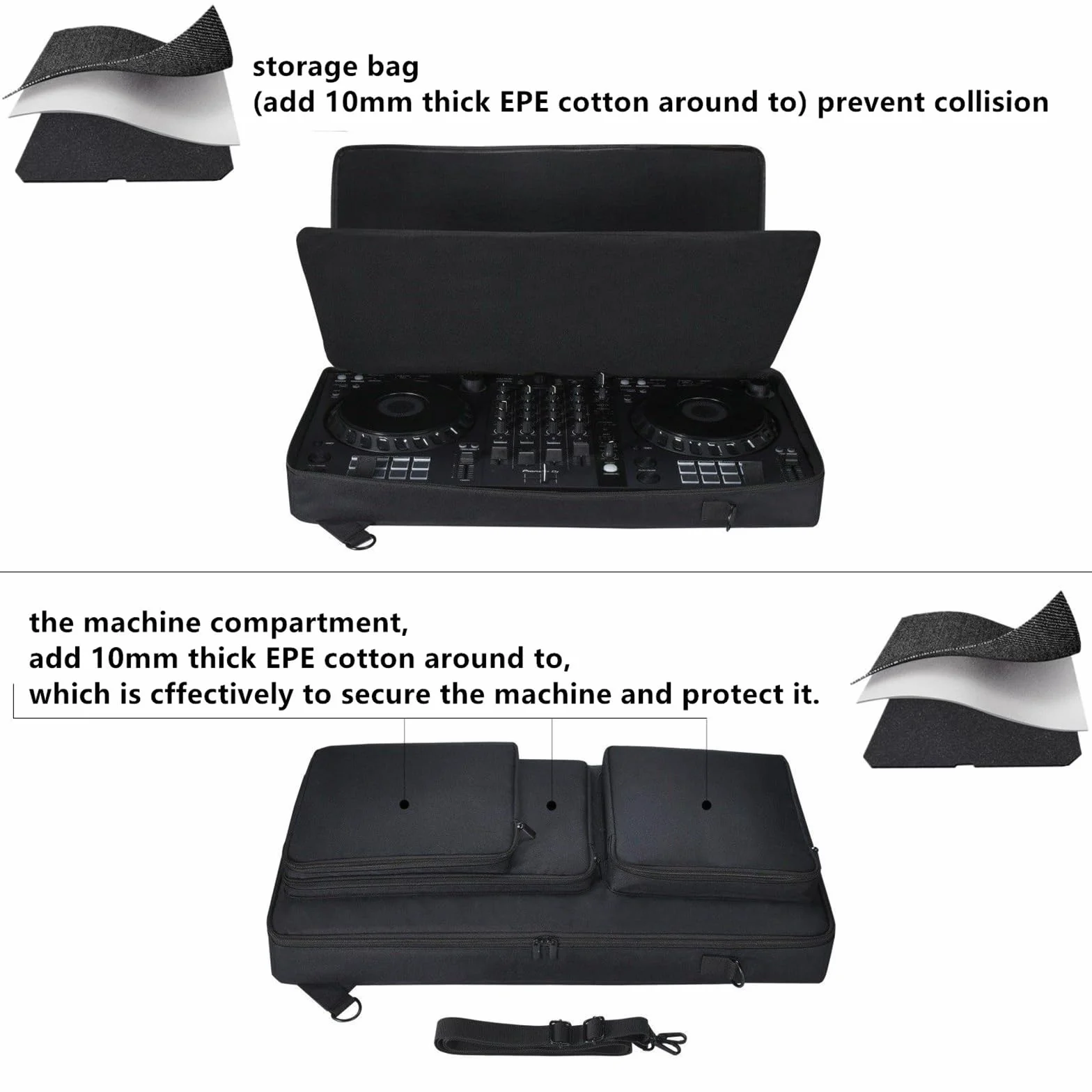 Portátil Controladores de DJ Estuche de Viaje Bolsa de Hombro Mochila Fundas para Pioneer DJ DDJ-FLX6/DDJ SX SX2 SX3 Controladores de DJ,Auriculares,Tableta,Cable,Cargador,Accesorios(Negro)