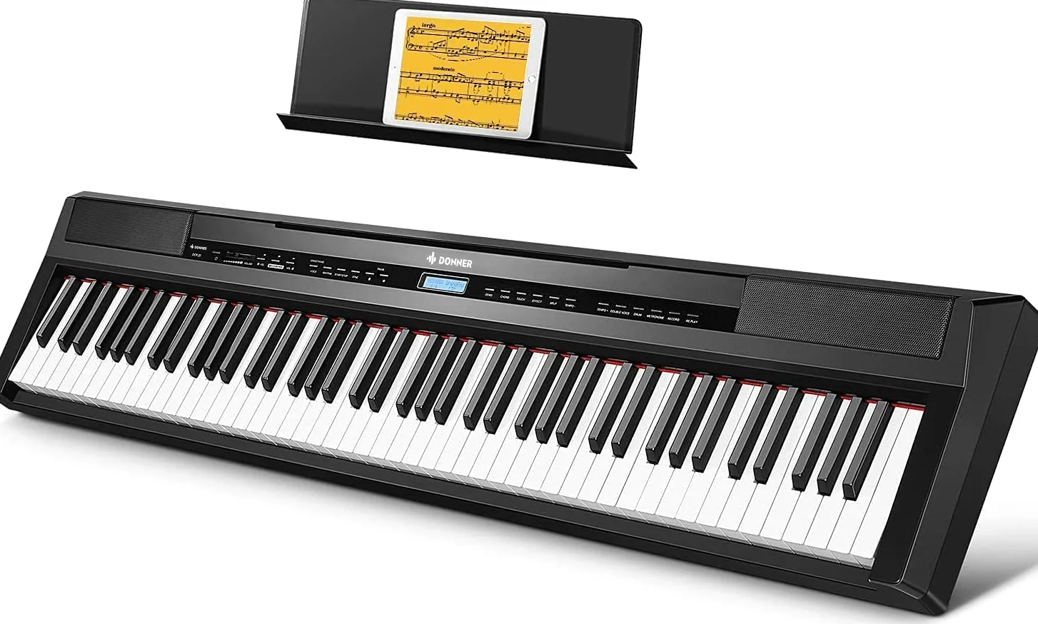 Donner - DEP-20 - Piano Digital, Piano Eléctrico, Principiantes con 88 Teclas de Tamaño Y Peso Completo Y Pedal de Armónicos, con Fuente de Alimentación