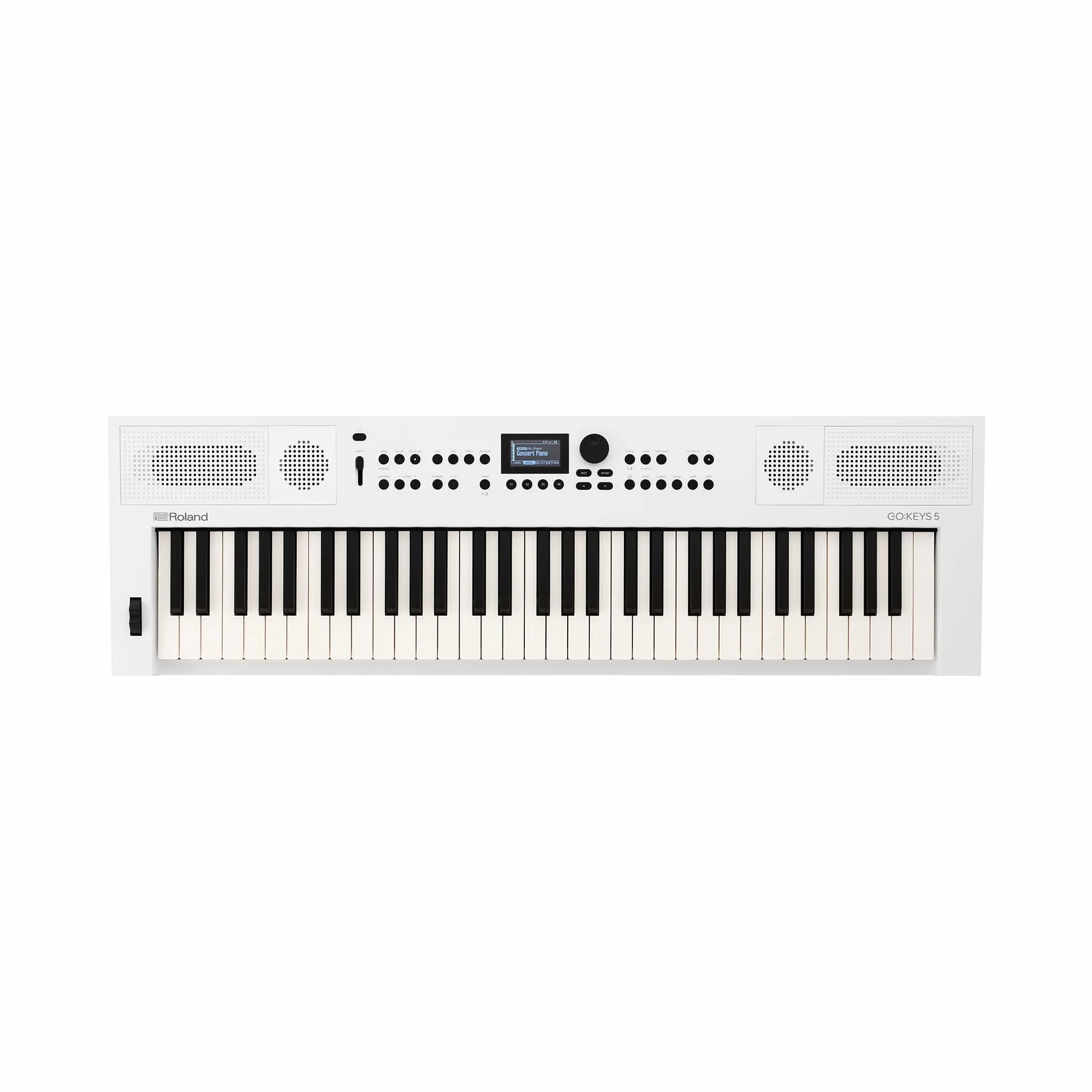 Teclado para creación musical Roland GO:KEYS 5 | Teclado de 61 notas | Generador ZEN-Core con más de 1.000 sonidos integrados | Altavoces estéreo integrados | Entrada de micro – Blanco