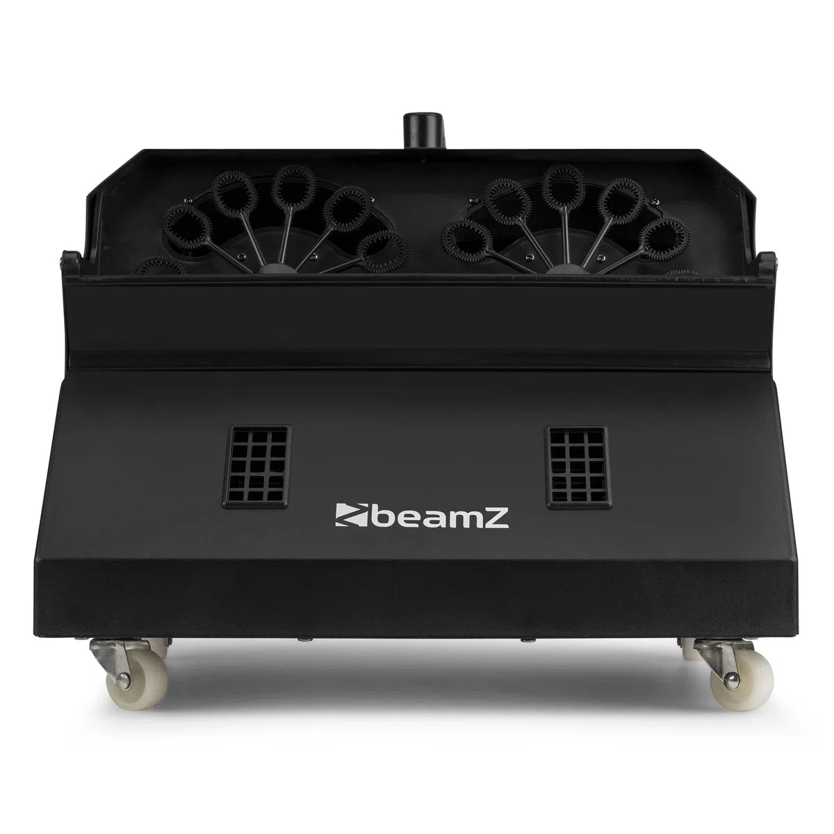 Beamz B2500 Maquina de burbujas Doble Pompero con mando a distancia para burbujas de jabón grandes (2 ruedas de burbujas, 2 potentes sopladores, funcionamiento a la red eléctrica) Bubble machine