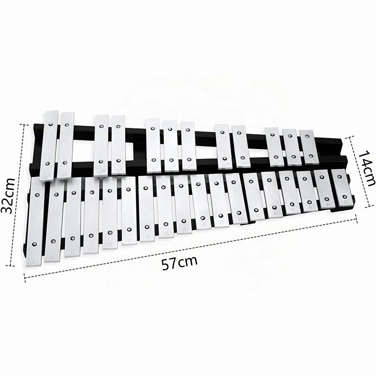 OUUTMEE metalofono Carillón de aluminio, 30 notas, xilófono, barras con 2 baquetas, soporte con maletín de almacenamiento