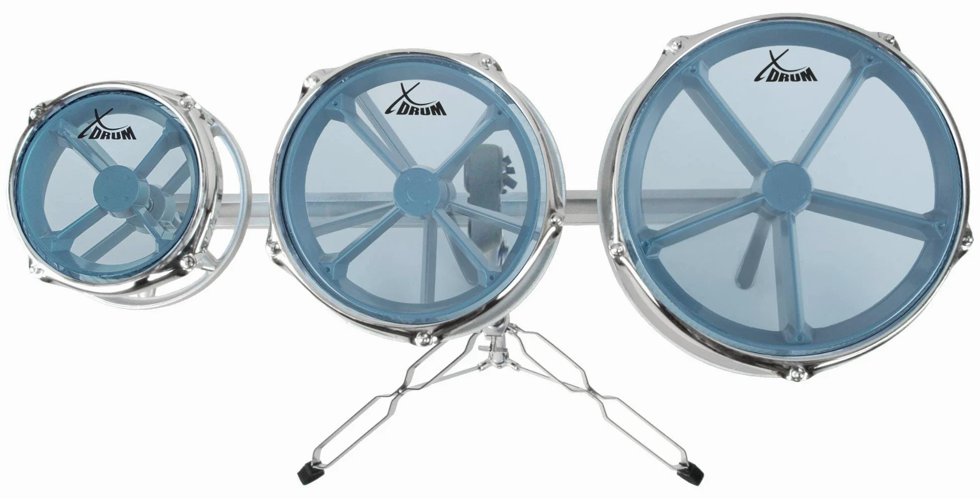XDrum Rototoms - Tambores de percusión de 6", 8", 10" para batería - Hardware doble soporte y soporte ajustable - Plata