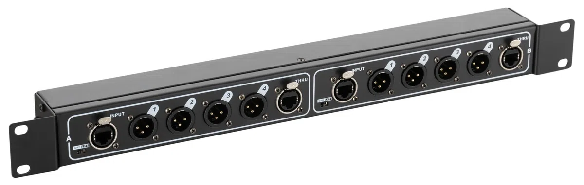 Pronomic NetCore SR-3M Multicore-Rackbox M/M Dual - Unidad de rack con 2x 4 conectores XLR (male) y 4x conector RJ45 - para transmitir señales analógicas o digitales mediante cable de red