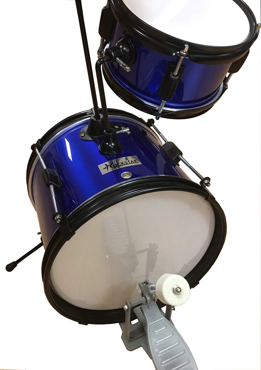 ROCKSTAR MUSIC - Batería Infantil de Madera para Jóvenes Músicos GC1044BL Kit Completo de Percusión, Calidad Sonora Excepcional, Diseño Ergonómico - Incluye Asiento, Pedal de Bombo, Baquetas