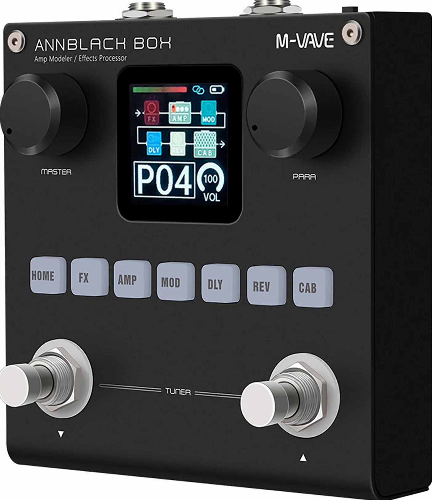 M-VAVE ANN Caja de Pedal Negra Multiefectos para Guitarra - 80 Presets Editables Con APP Crea Tus Parámetros Batería Integrada
