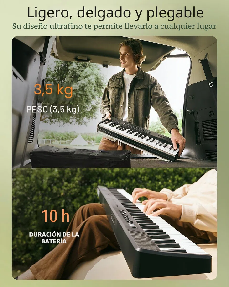 Donner DP-10 Teclado de Piano Portátil 88 Teclas para Principiantes, Teclado de Piano Plegable Bluetooth con Acorde, Grabación, Kit de Batería, Paquete de Piano Digital Plegable con Pedal, Bolsa